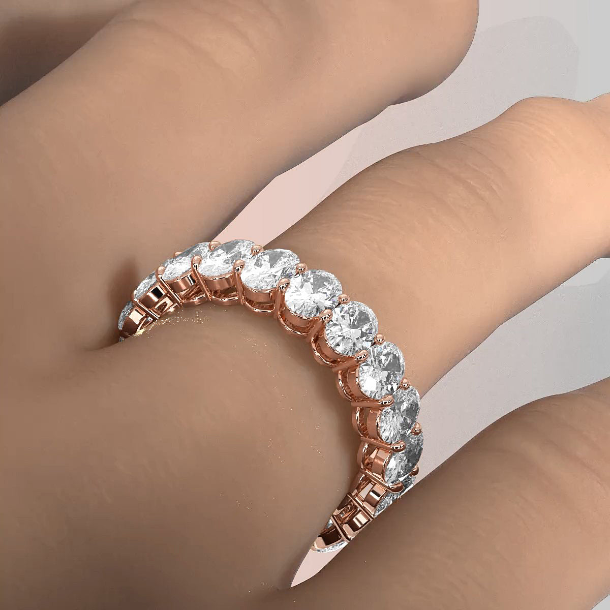 Shared Prong Oval Lab Diamond Women's Eternity Wedding Band 4.9 mm 4.35ctw.