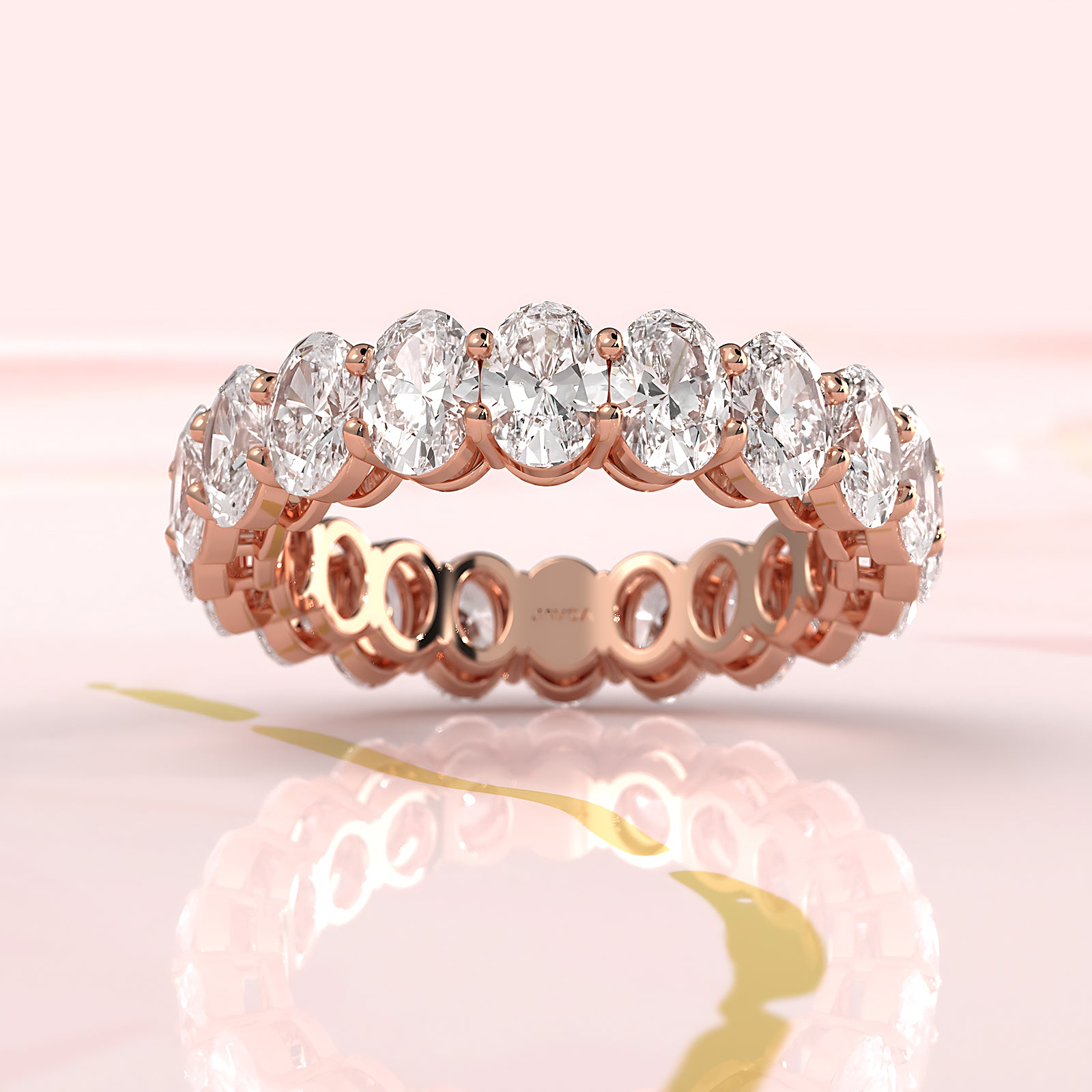 Shared Prong Oval Lab Diamond Women's Eternity Wedding Band 4.9 mm 4.35ctw.