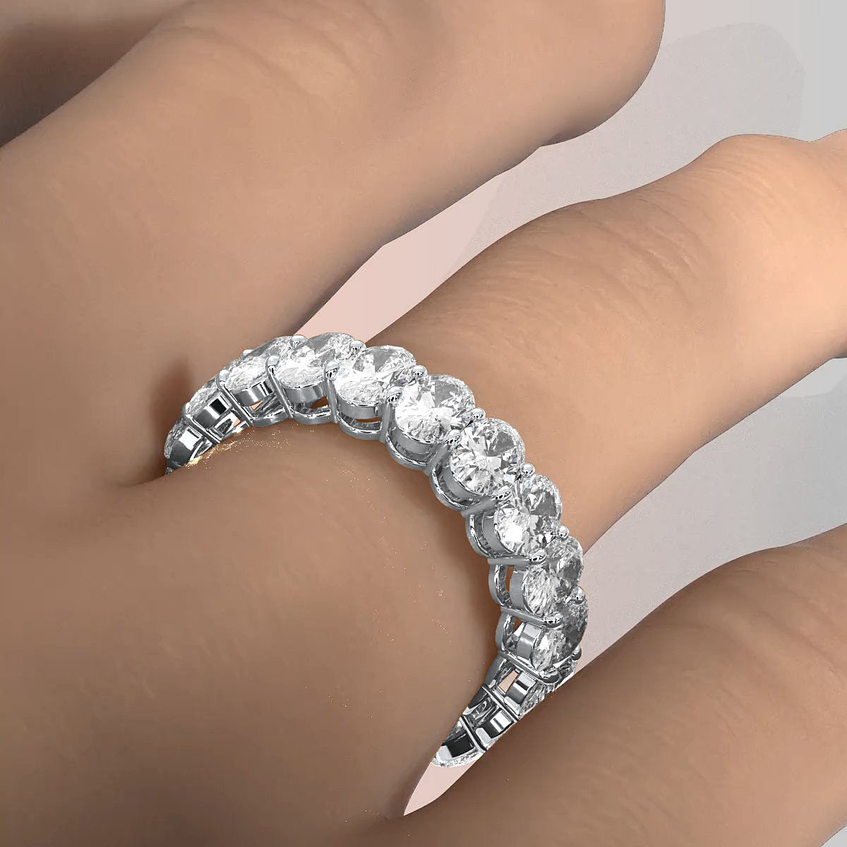 Shared Prong Oval Lab Diamond Women's Eternity Wedding Band 4.9 mm 4.35ctw.