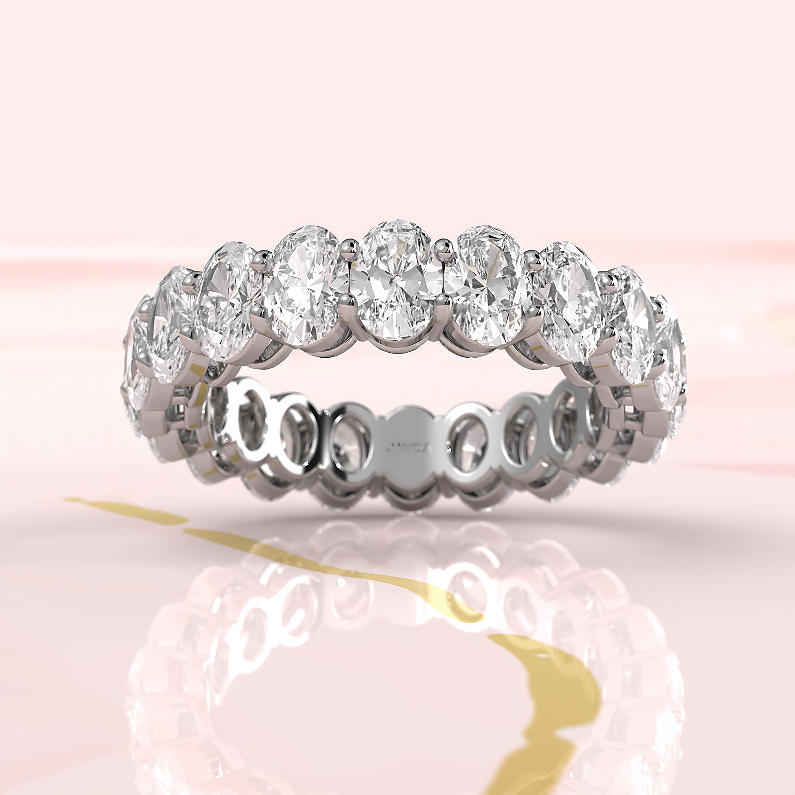 Shared Prong Oval Lab Diamond Women's Eternity Wedding Band 4.9 mm 4.35ctw.