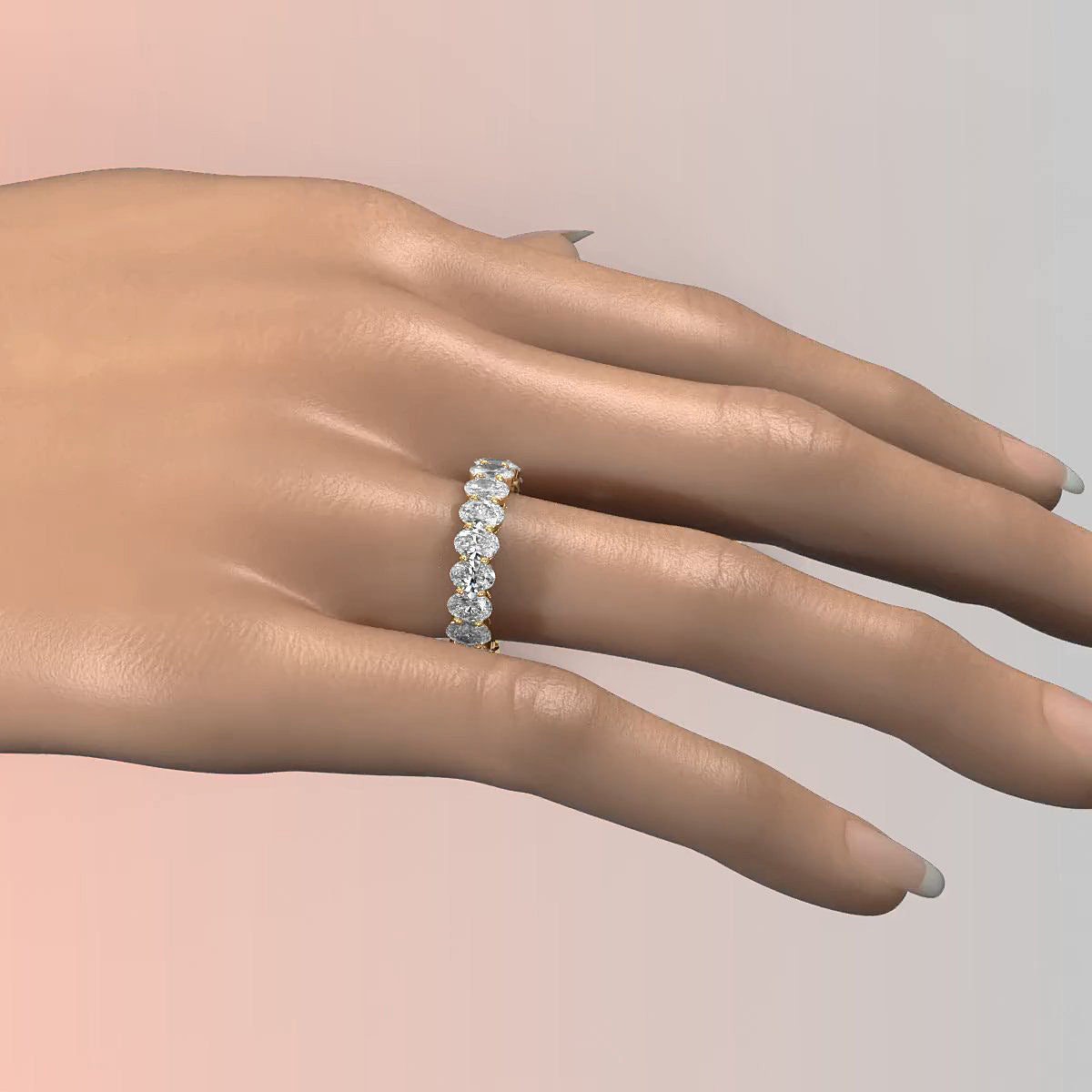 Shared Prong Oval Lab Diamond Women's Eternity Wedding Band 4.9 mm 4.35ctw.