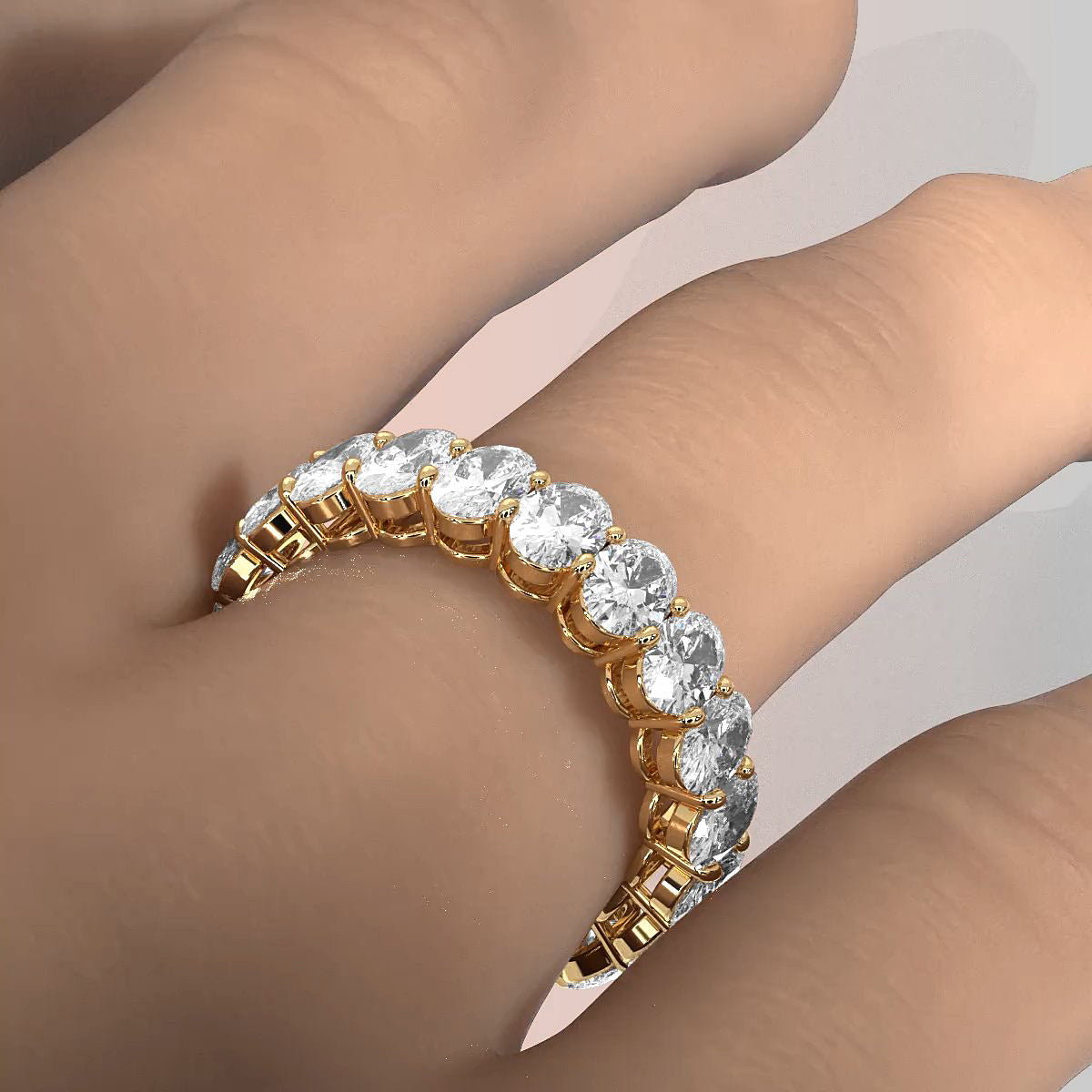 Shared Prong Oval Lab Diamond Women's Eternity Wedding Band 4.9 mm 4.35ctw.