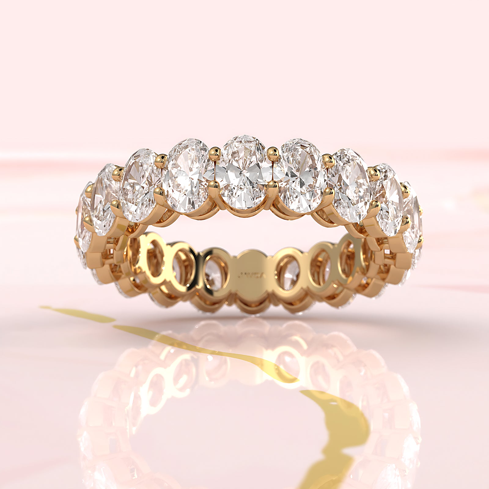 Shared Prong Oval Lab Diamond Women's Eternity Wedding Band 4.9 mm 4.35ctw.