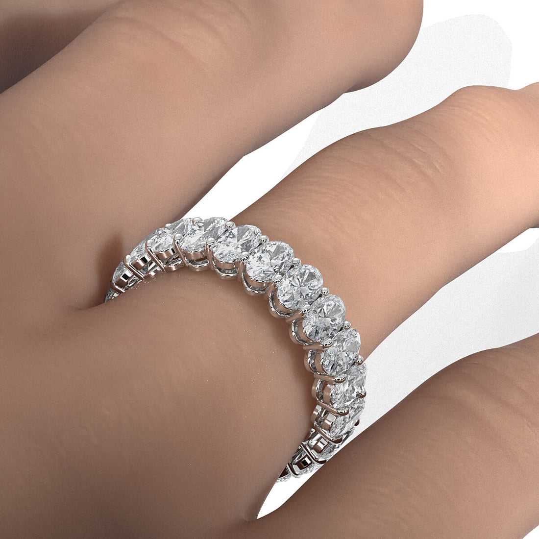 Lab Diamond Women's Shared Prong Oval Wedding Band 5 mm 4.2ctw.