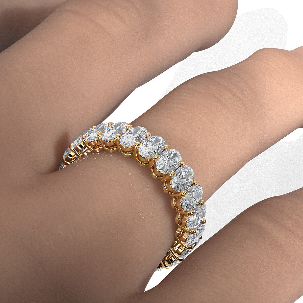 Lab Diamond Women's Shared Prong Oval Wedding Band 5 mm 4.2ctw.