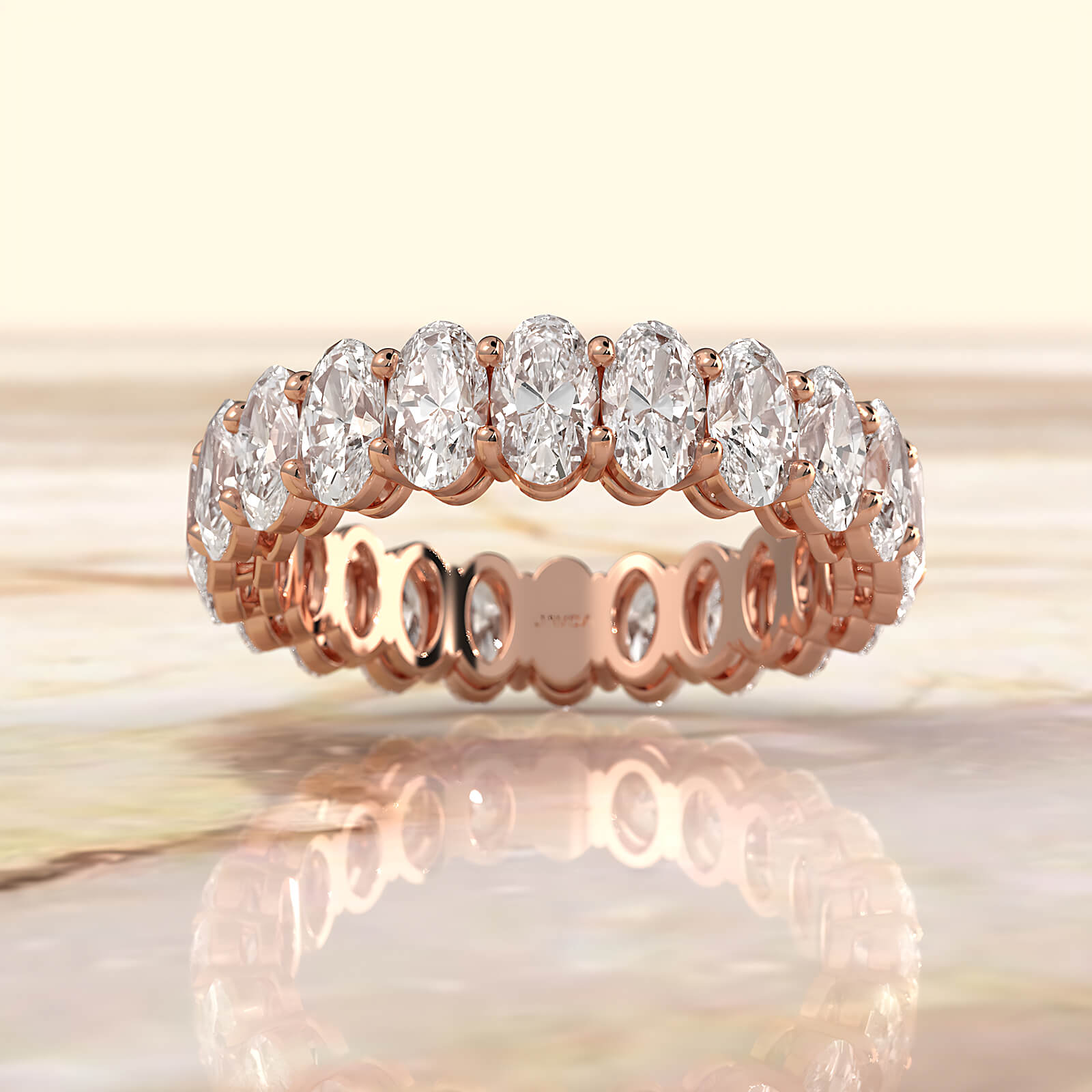 Lab Diamond Women's Shared Prong Oval Wedding Band 5 mm 4.2ctw.