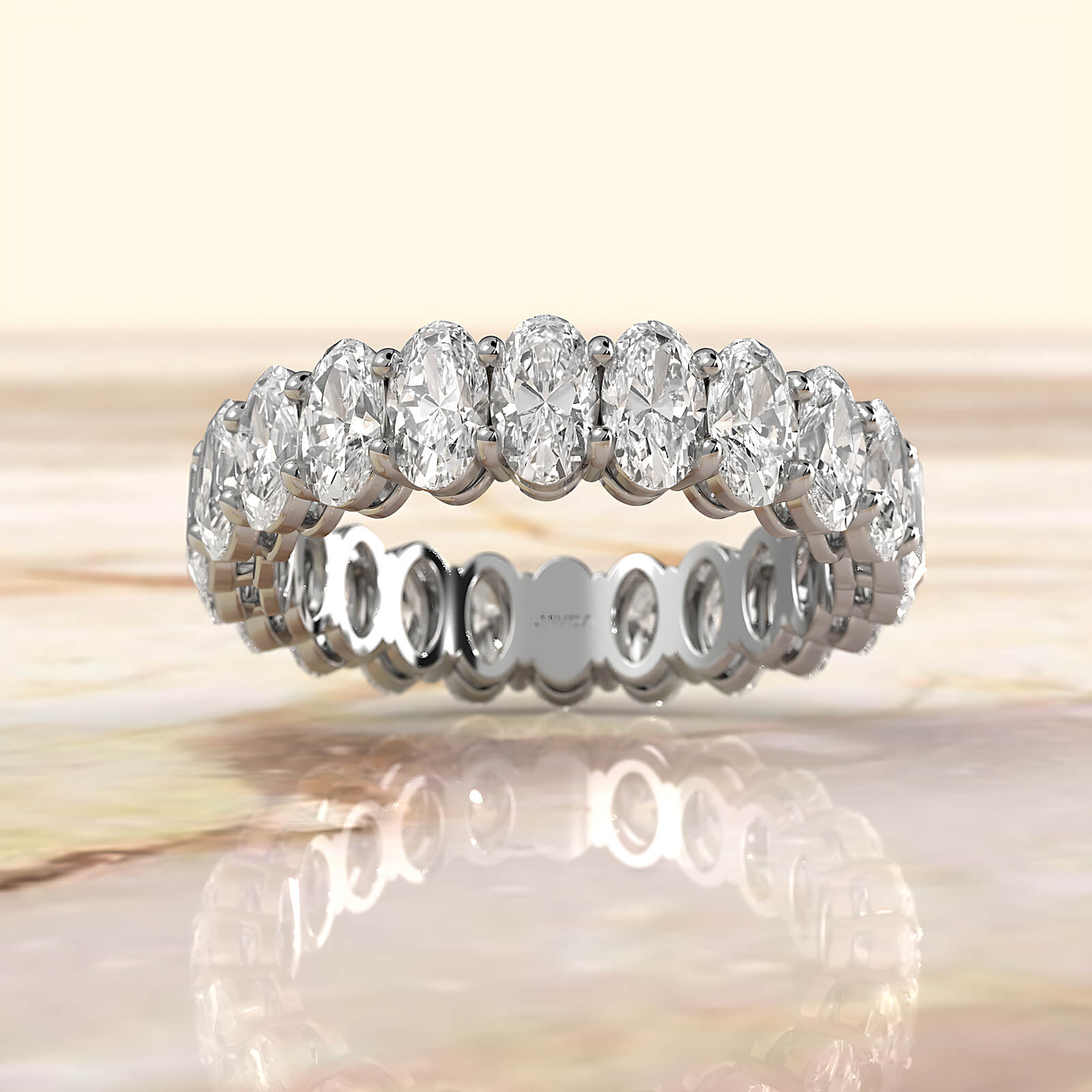 Lab Diamond Women's Shared Prong Oval Wedding Band 5 mm 4.2ctw.