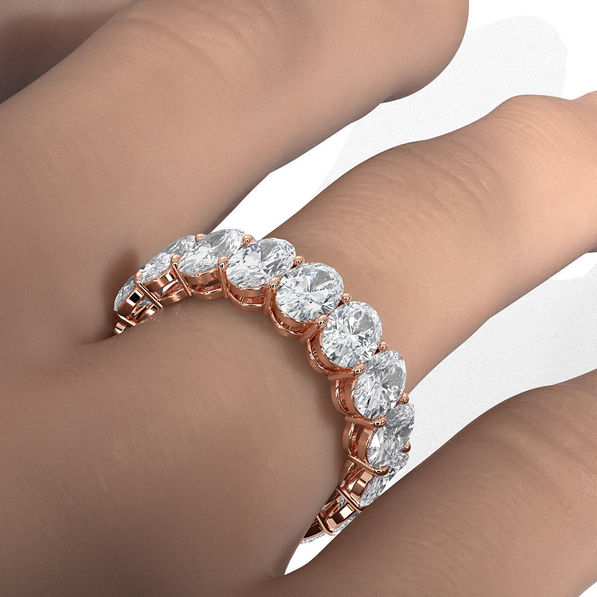 Oval Lab Diamond Eternity Shared Prong Wedding Band 6 mm 6.25ctw.