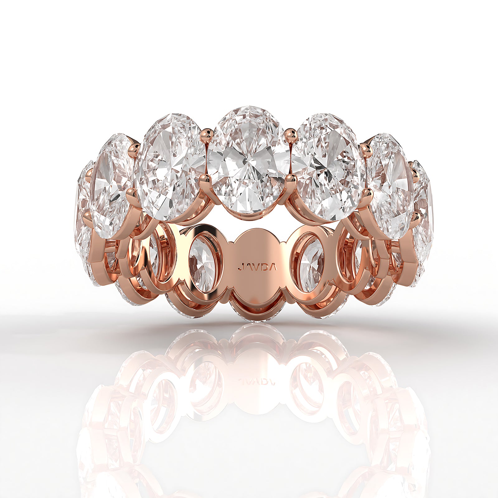 Shared Prong Oval Lab Women's Diamond Eternity Wedding Band 7 mm 10.1ctw.