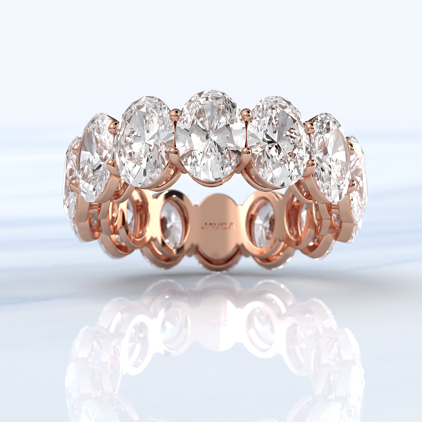 Shared Prong Oval Lab Women's Diamond Eternity Wedding Band 7 mm 10.1ctw.