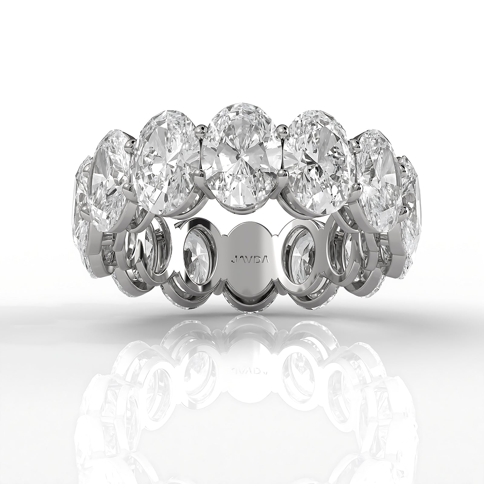 Shared Prong Oval Lab Women's Diamond Eternity Wedding Band 7 mm 10.1ctw.