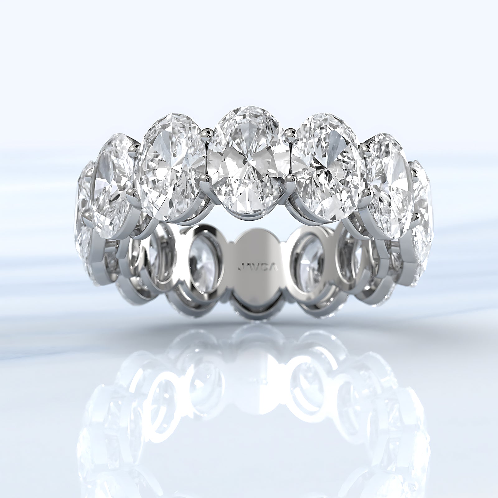 Shared Prong Oval Lab Women's Diamond Eternity Wedding Band 7 mm 10.1ctw.