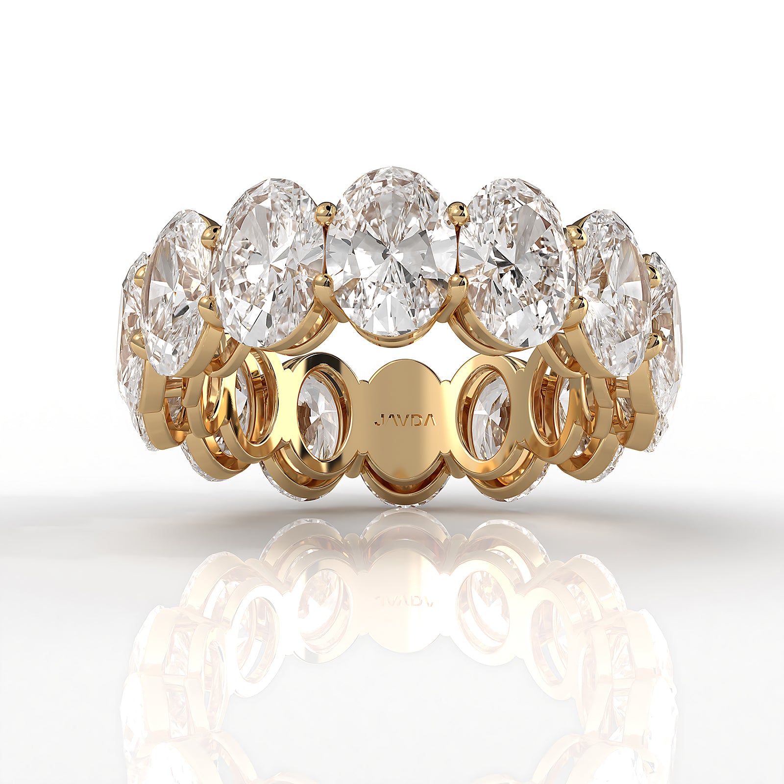 Shared Prong Oval Lab Women's Diamond Eternity Wedding Band 7 mm 10.1ctw.