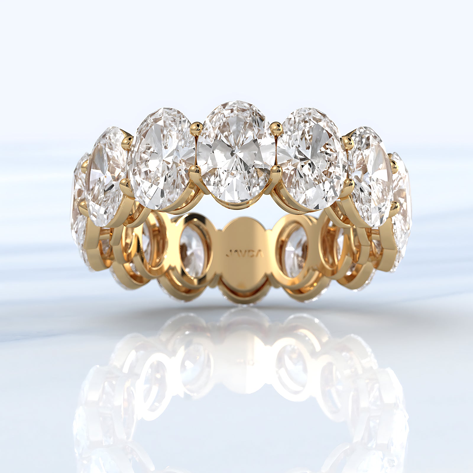 Shared Prong Oval Lab Women's Diamond Eternity Wedding Band 7 mm 10.1ctw.