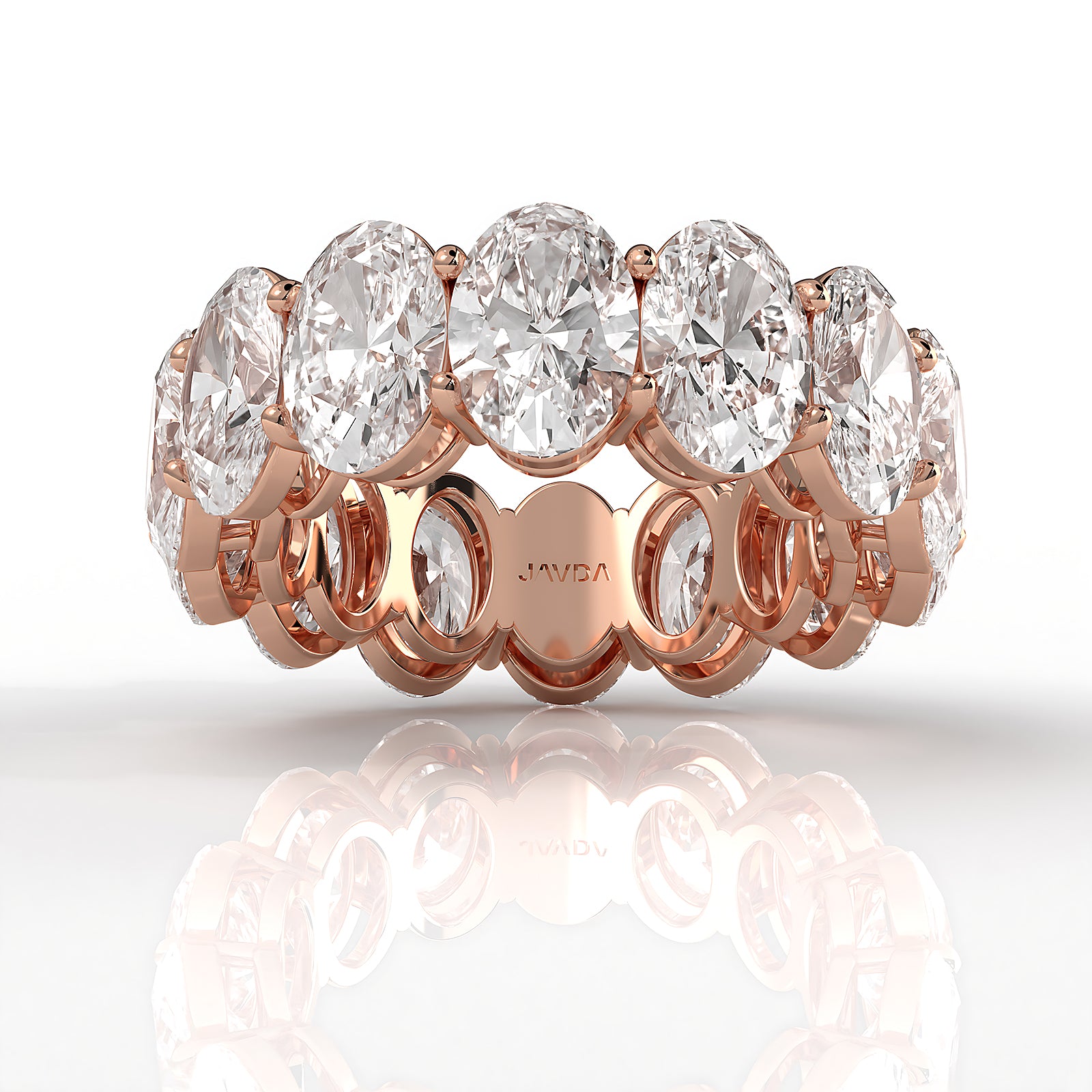 Shared Prong Oval Cut Lab Diamond Women's Eternity Wedding Band 7.5 mm 10.7ctw.