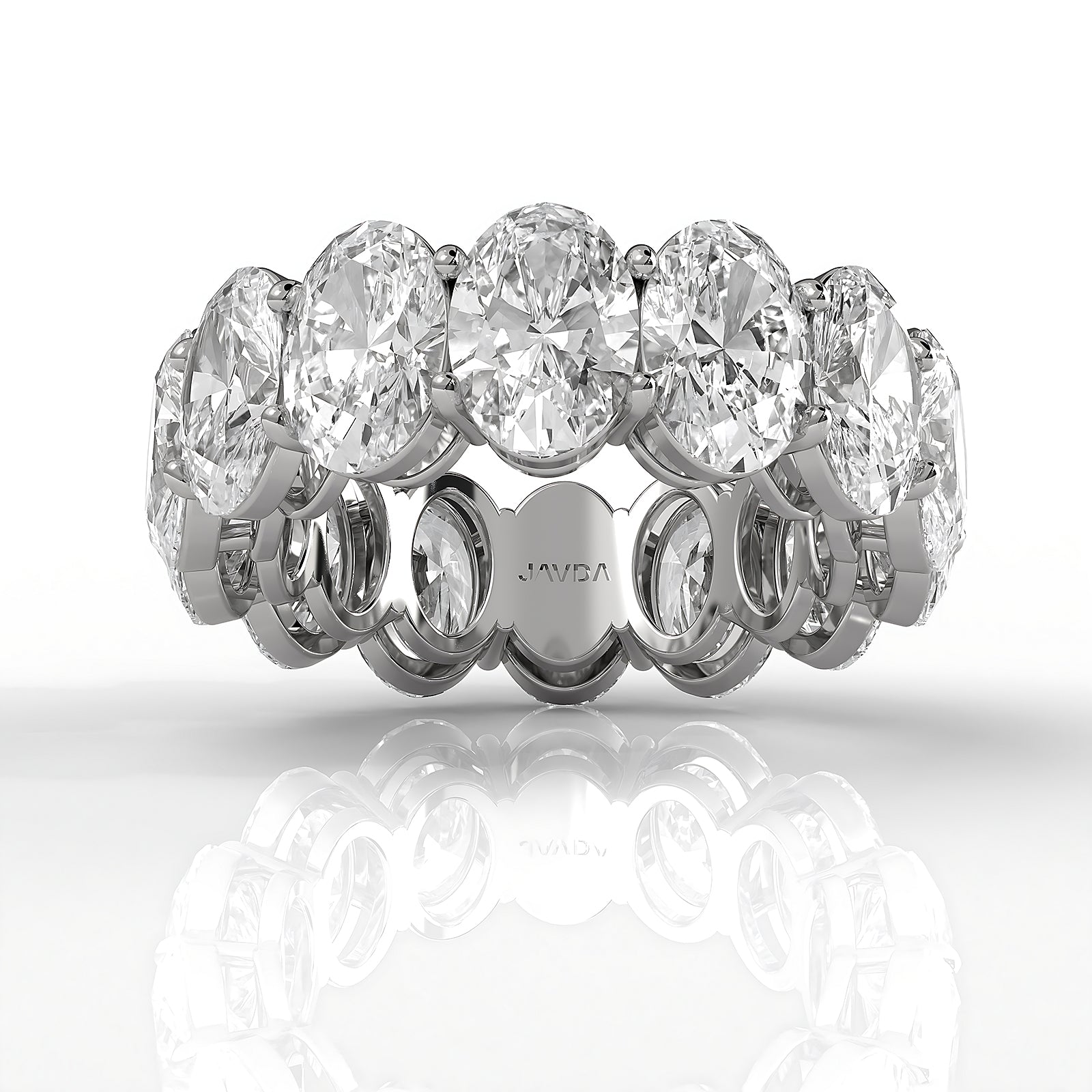 Shared Prong Oval Cut Lab Diamond Women's Eternity Wedding Band 7.5 mm 10.7ctw.
