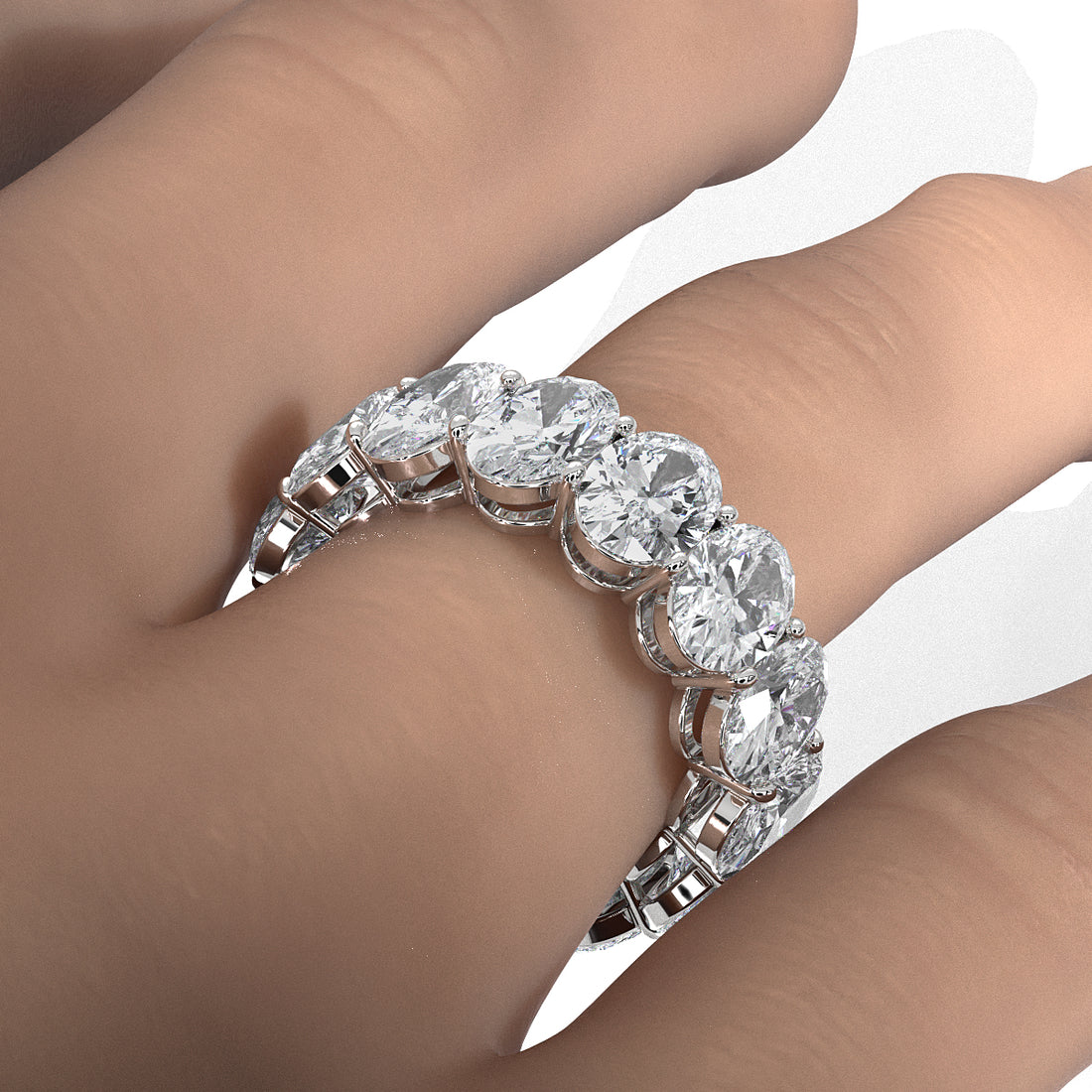 Shared Prong Oval Cut Lab Diamond Women's Eternity Wedding Band 7.5 mm 10.7ctw.