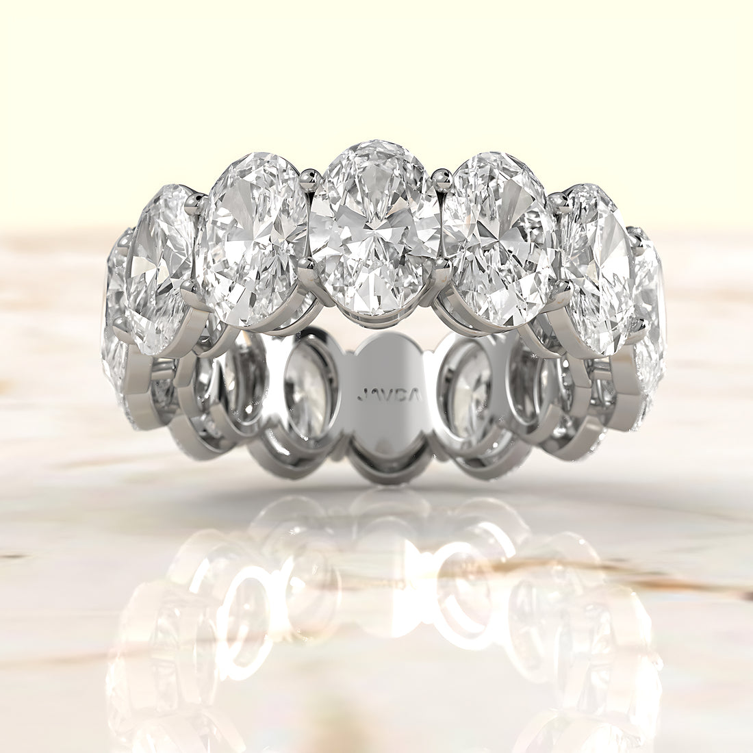 Shared Prong Oval Cut Lab Diamond Women's Eternity Wedding Band 7.5 mm 10.7ctw.