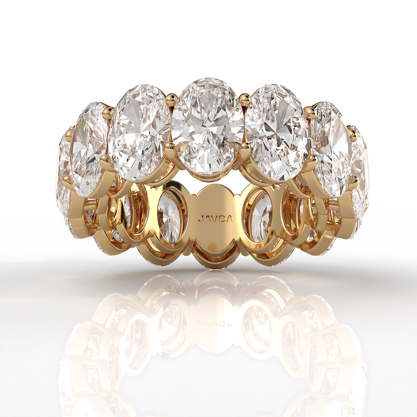 Shared Prong Oval Cut Lab Diamond Women's Eternity Wedding Band 7.5 mm 10.7ctw.