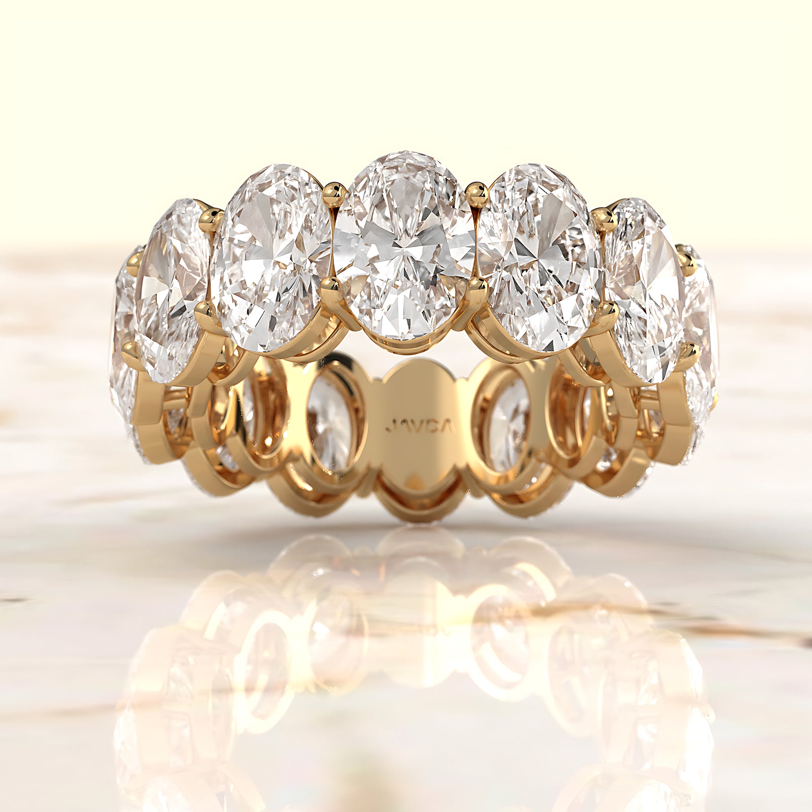 Shared Prong Oval Cut Lab Diamond Women's Eternity Wedding Band 7.5 mm 10.7ctw.