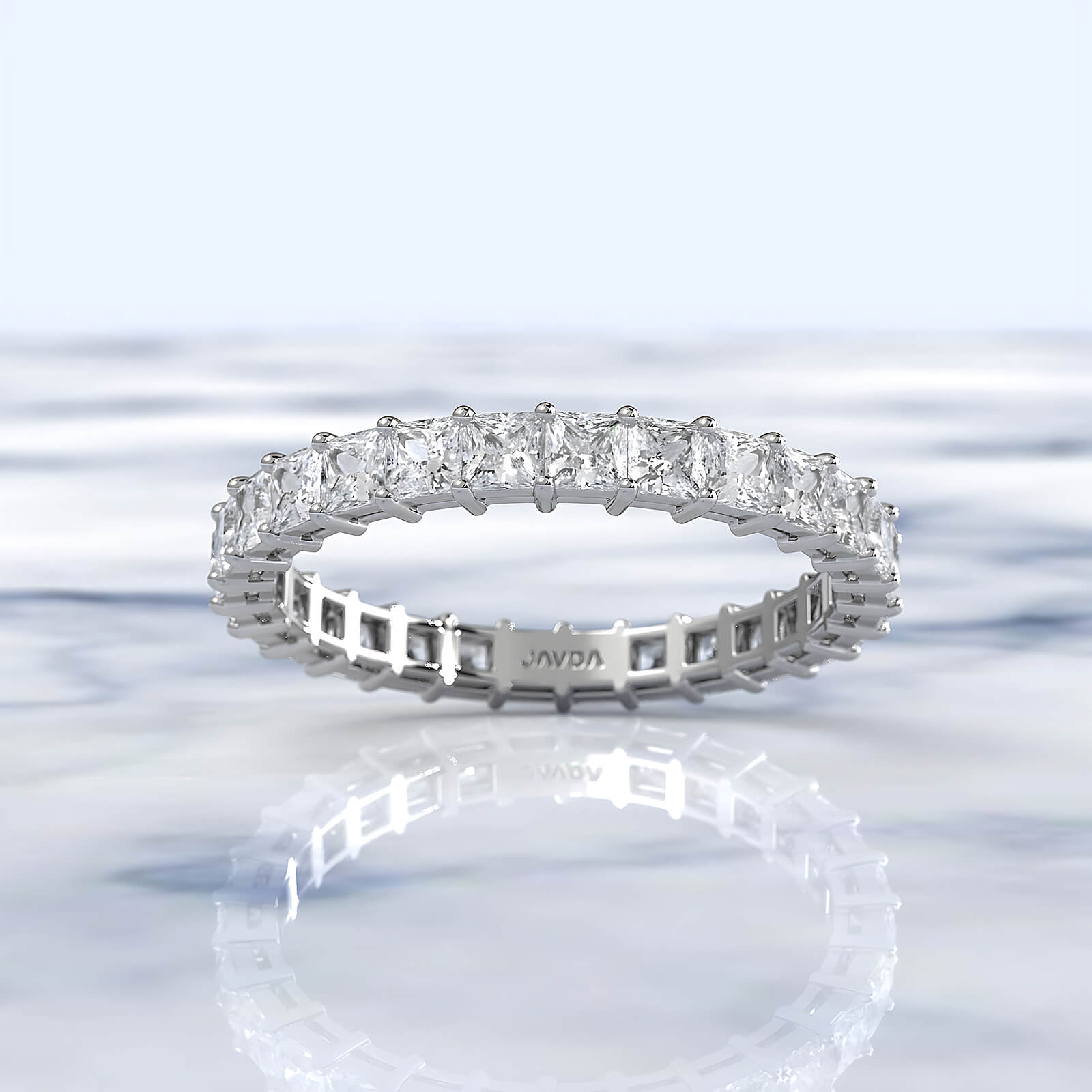 Princess Lab Diamond Shared Prong Women's Wedding Band 2.25 mm 1.85ctw.