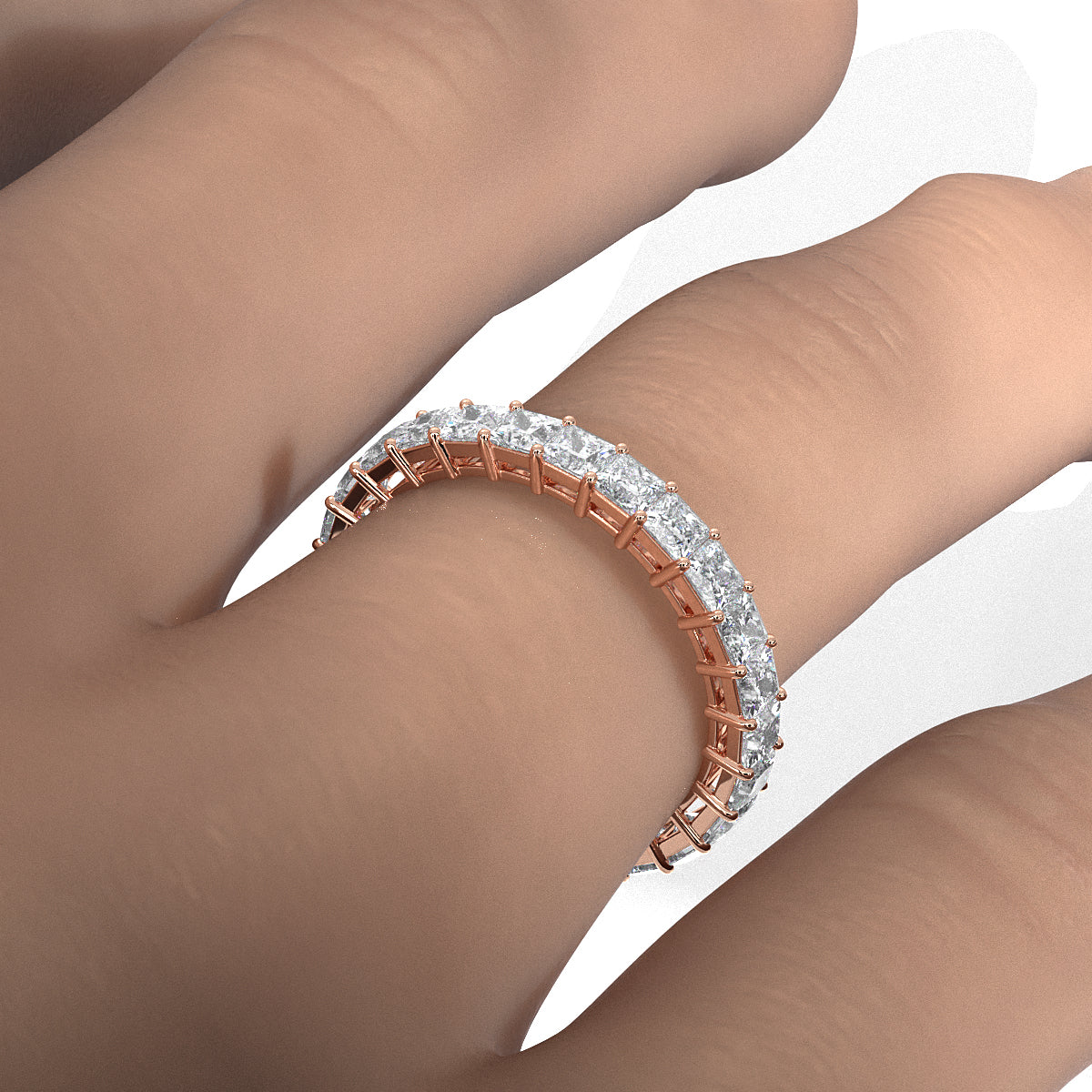 Shared Prong Princess Lab Diamond Women's Eternity Wedding Band 2.5 mm 2.20ctw..