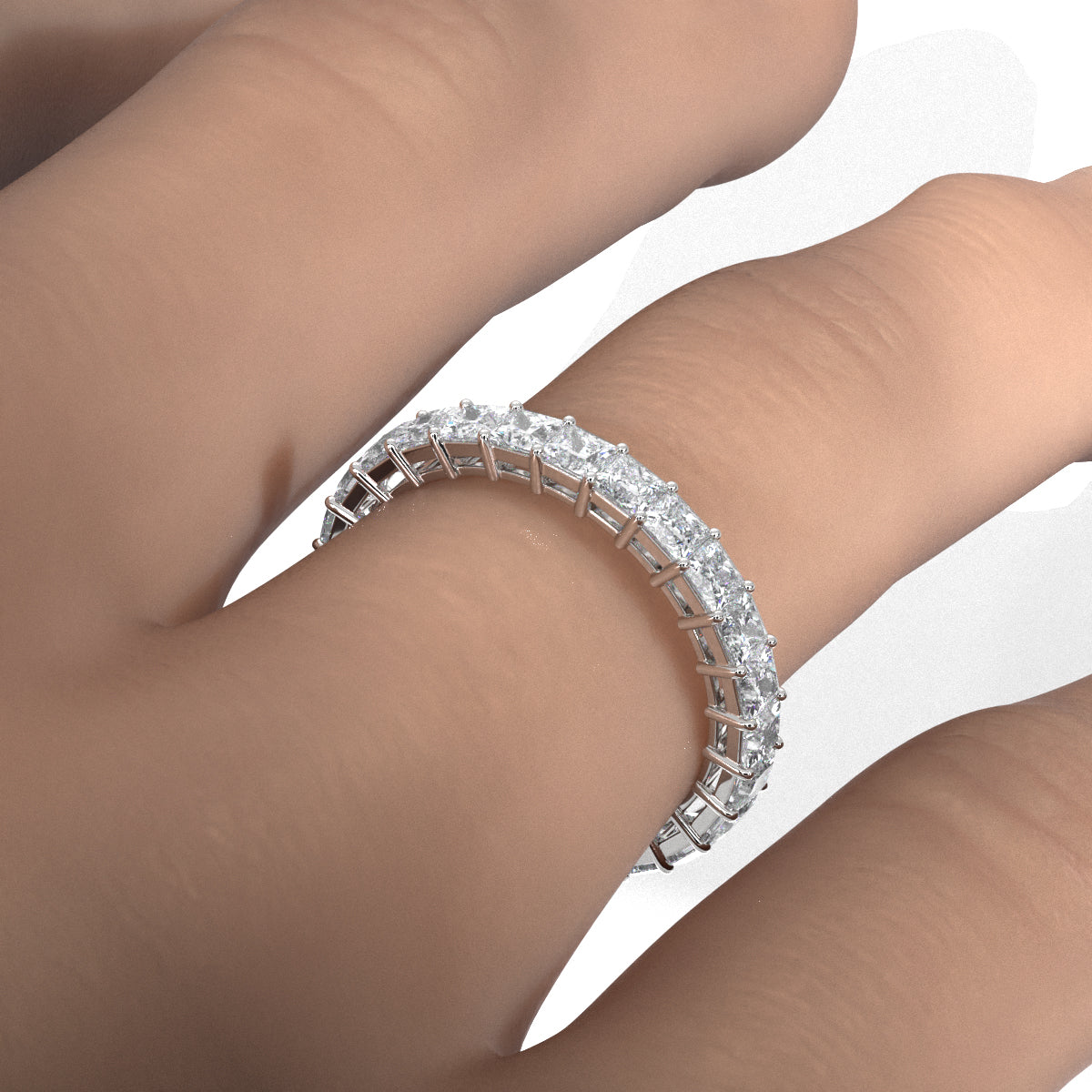 Shared Prong Princess Lab Diamond Women's Eternity Wedding Band 2.5 mm 2.20ctw..