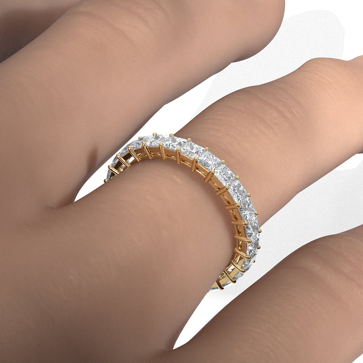 Shared Prong Princess Lab Diamond Women's Eternity Wedding Band 2.5 mm 2.20ctw..