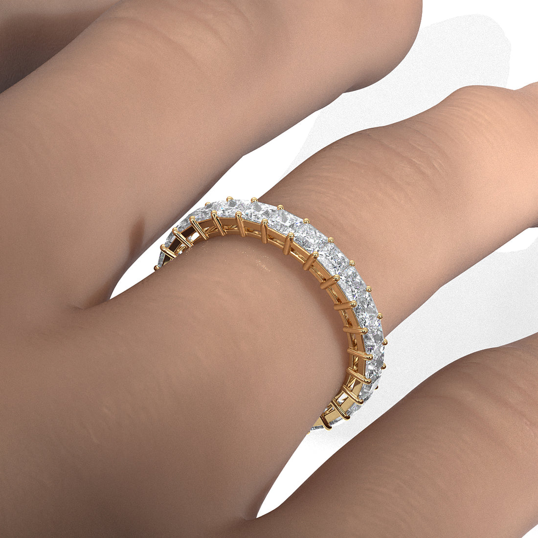 Shared Prong Princess Lab Diamond Women's Eternity Wedding Band 2.5 mm 2.20ctw..