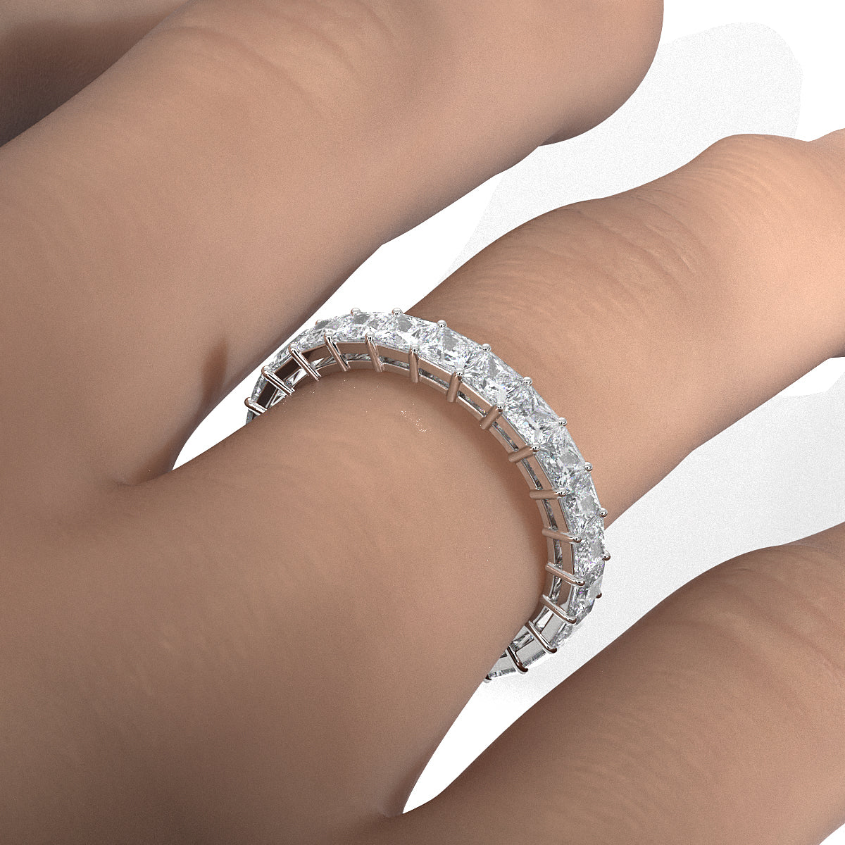 Princess Lab Diamond Women's Shared Prong Wedding Band 2.75 mm 2.8ctw.