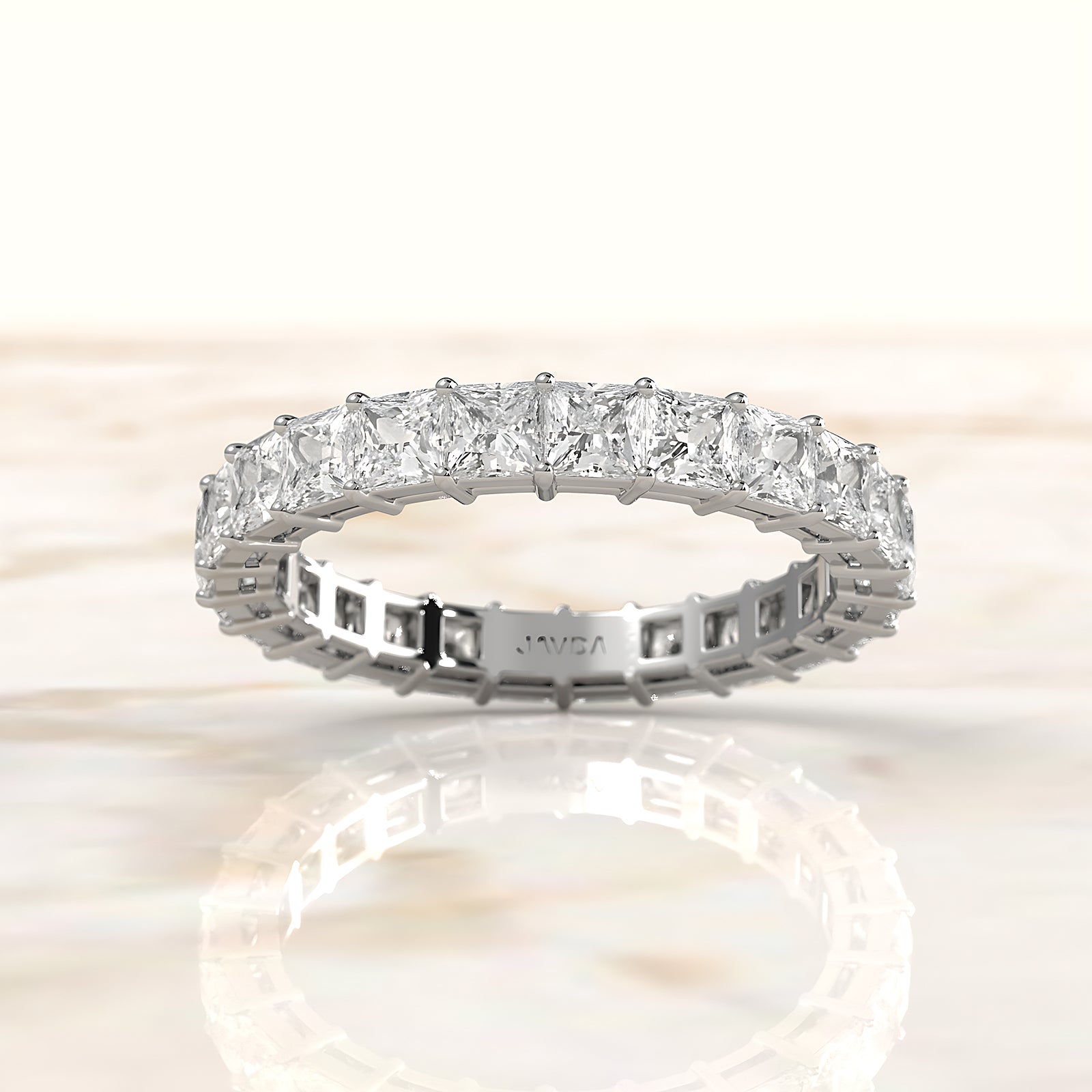 Princess Lab Diamond Women's Shared Prong Wedding Band 2.75 mm 2.8ctw.