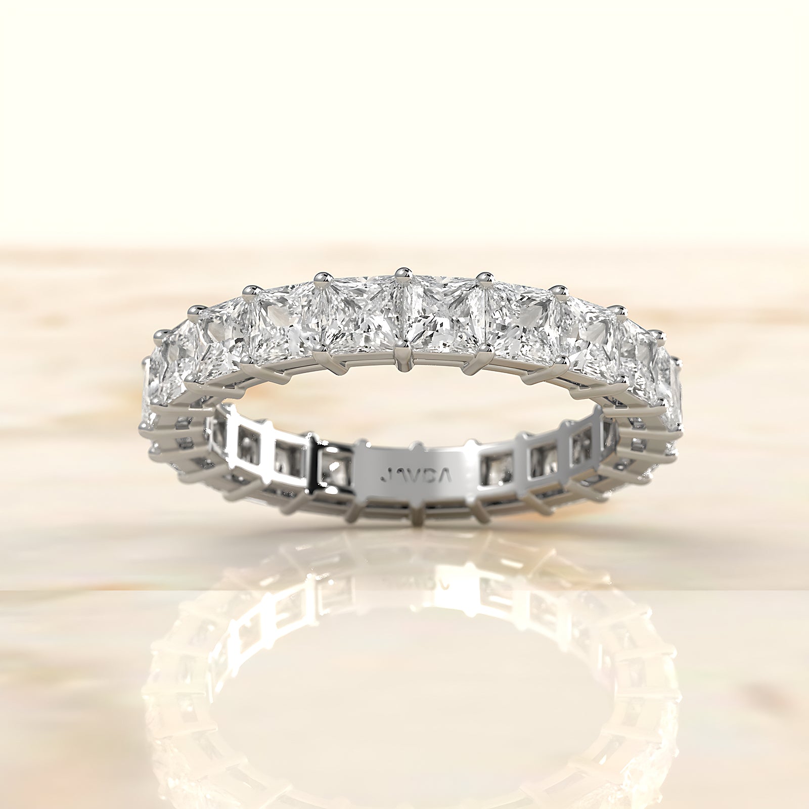 Princess Lab Diamond Shared Prong Women's Wedding Band 3 mm 3.4ctw.