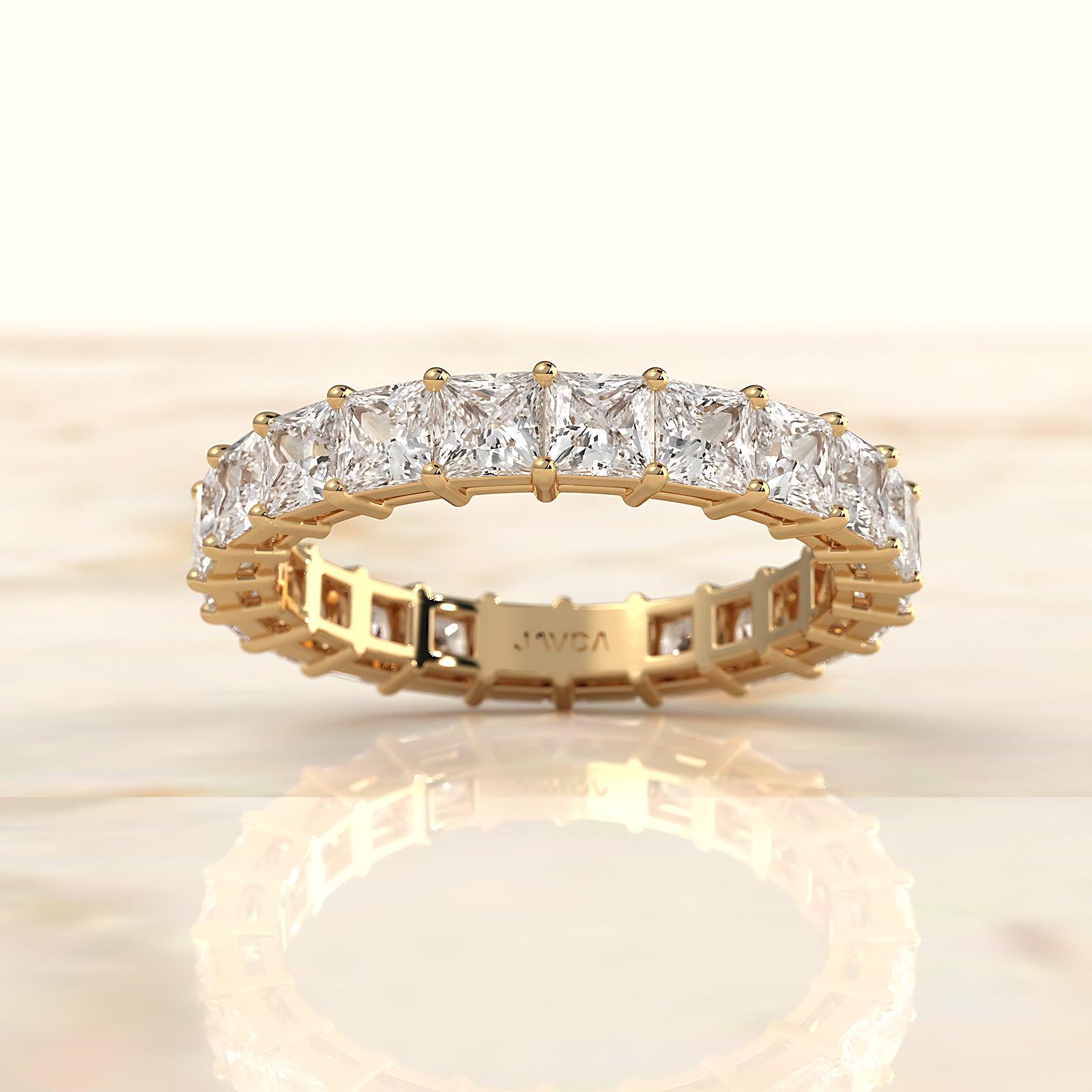 Princess Lab Diamond Shared Prong Women's Wedding Band 3 mm 3.4ctw.