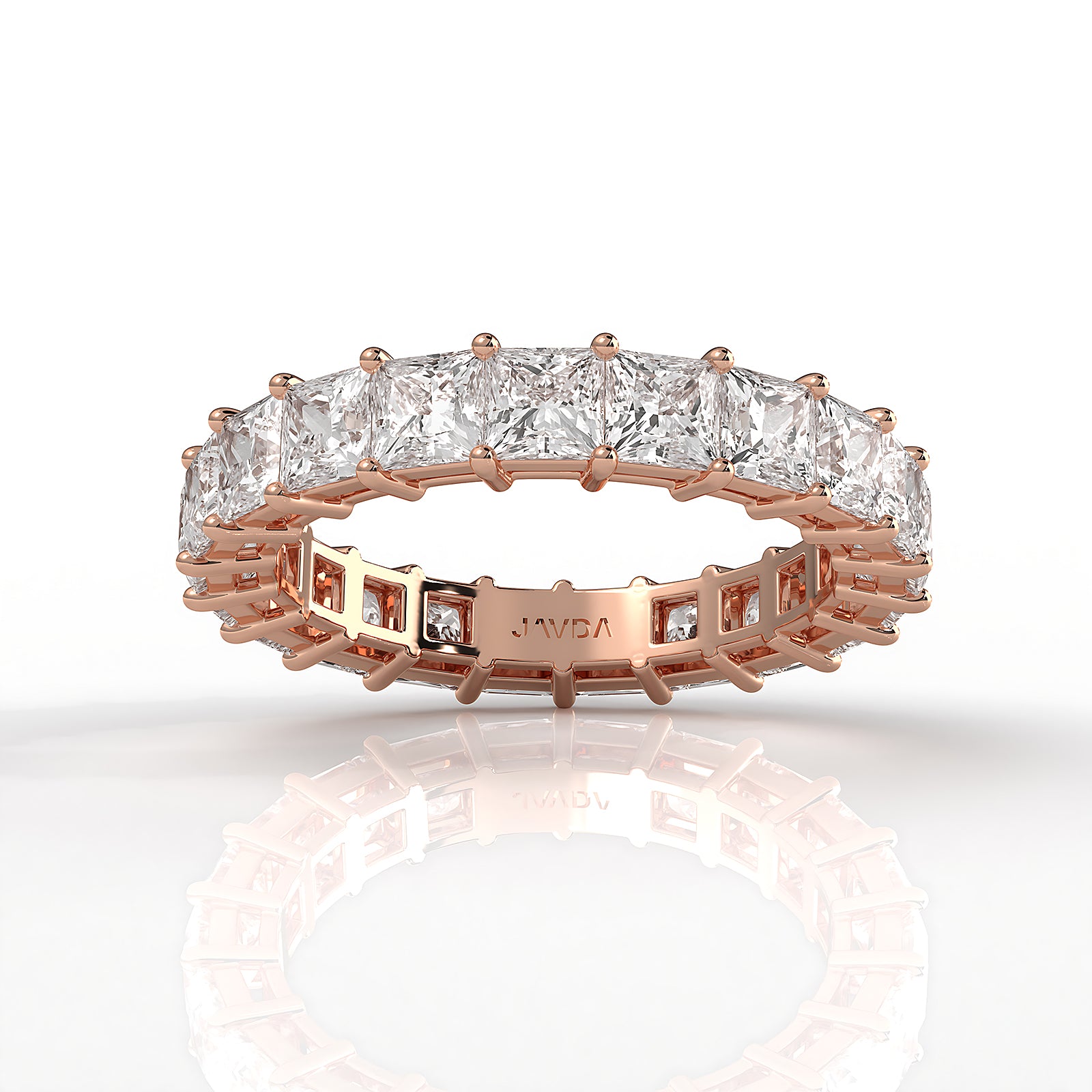 Princess Lab Diamond Shared Prong Women's Wedding Band 3.25 mm 4ctw.