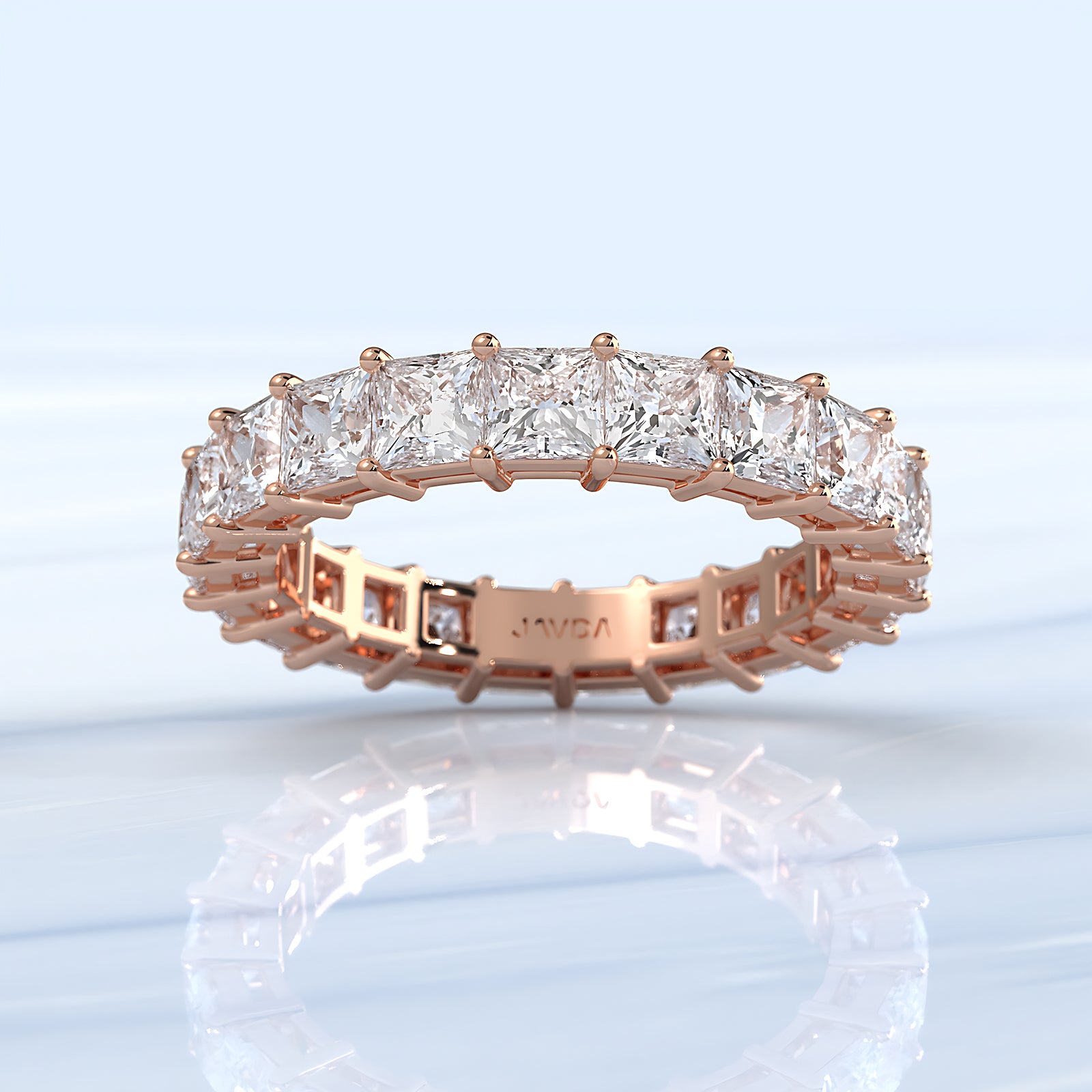 Princess Lab Diamond Shared Prong Women's Wedding Band 3.25 mm 4ctw.