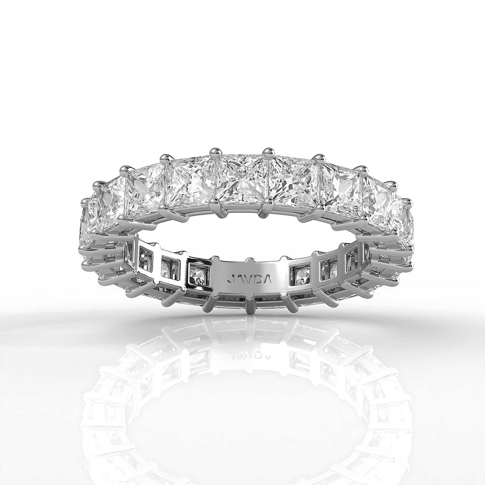 Princess Lab Diamond Shared Prong Women's Wedding Band 3.25 mm 4ctw.