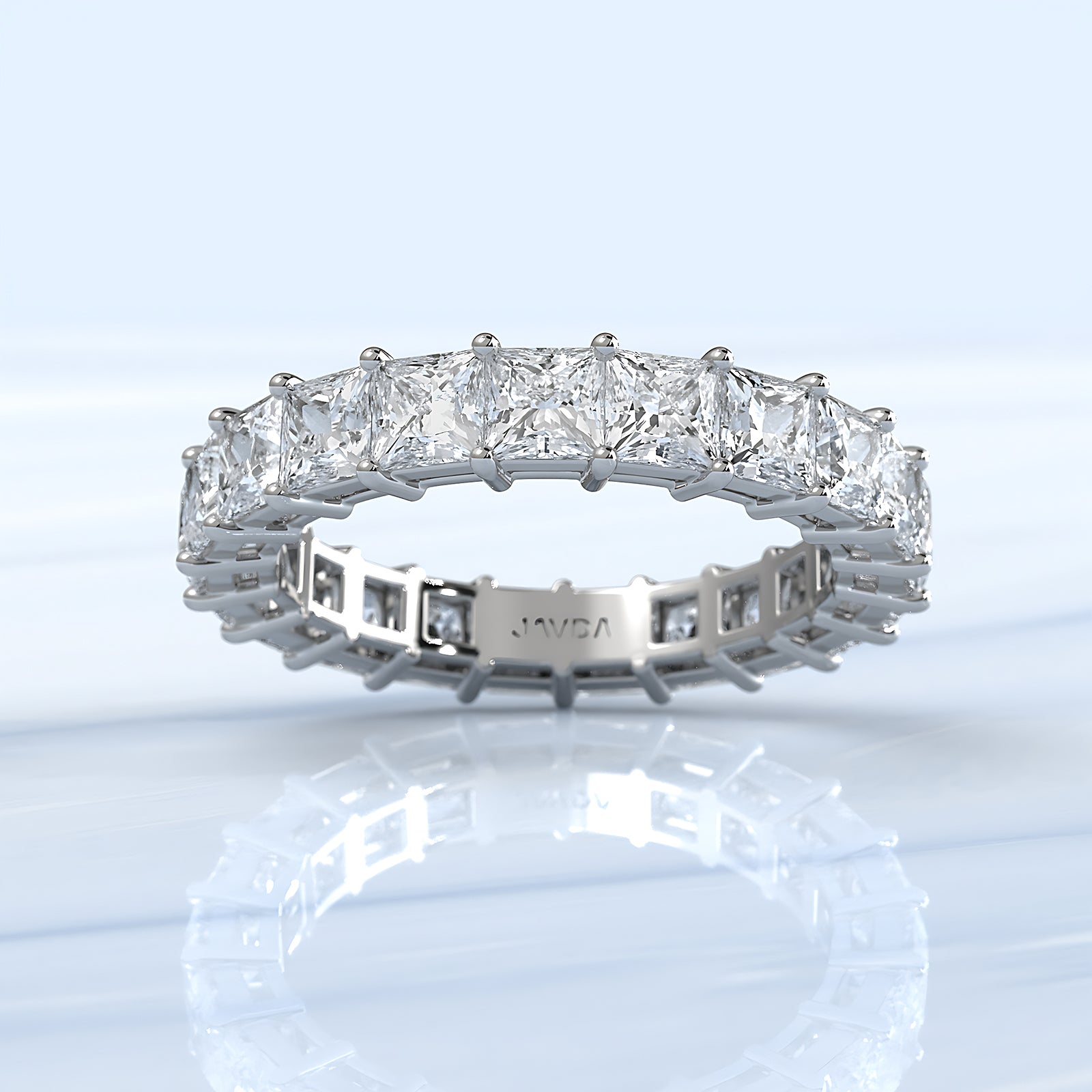 Princess Lab Diamond Shared Prong Women's Wedding Band 3.25 mm 4ctw.