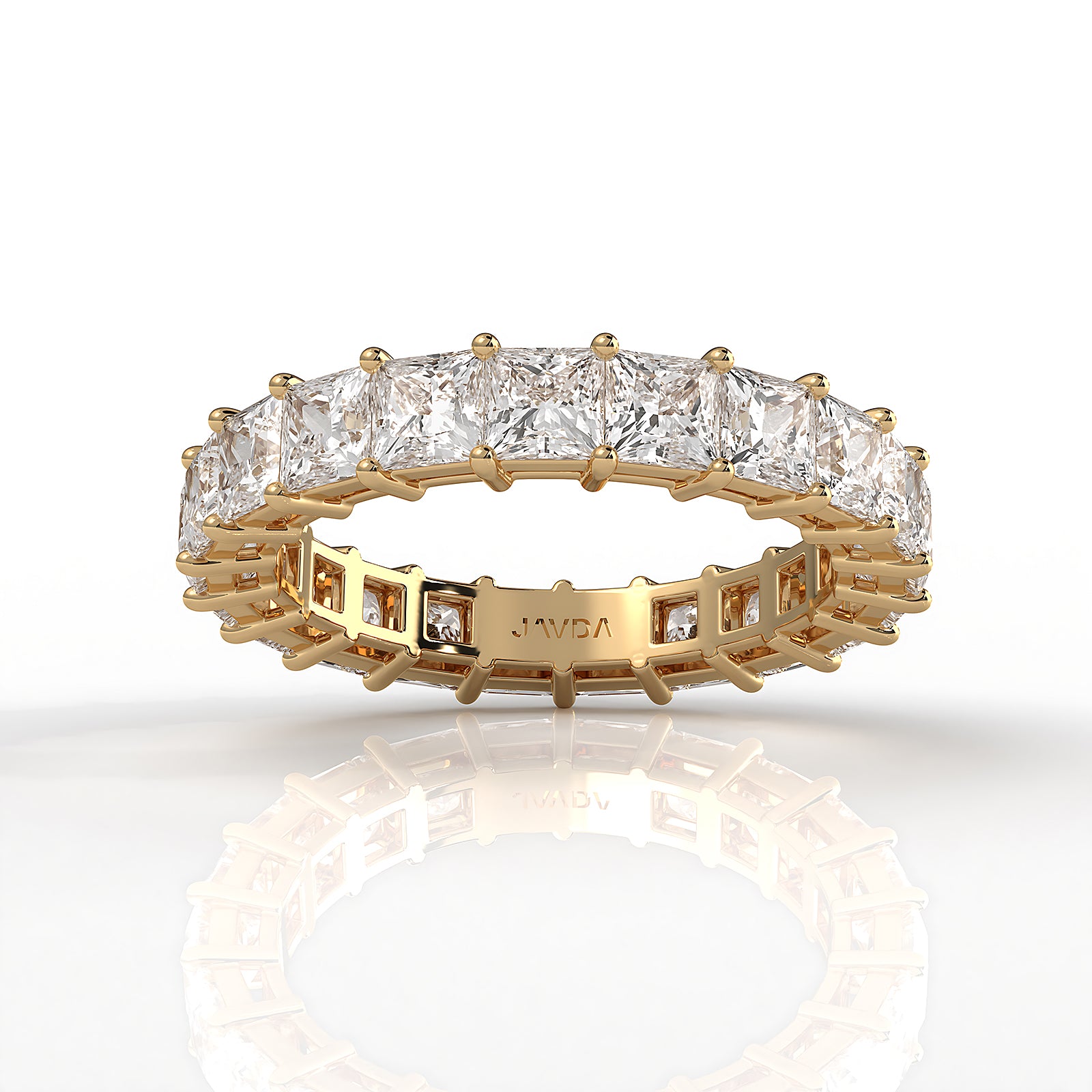 Princess Lab Diamond Shared Prong Women's Wedding Band 3.25 mm 4ctw.