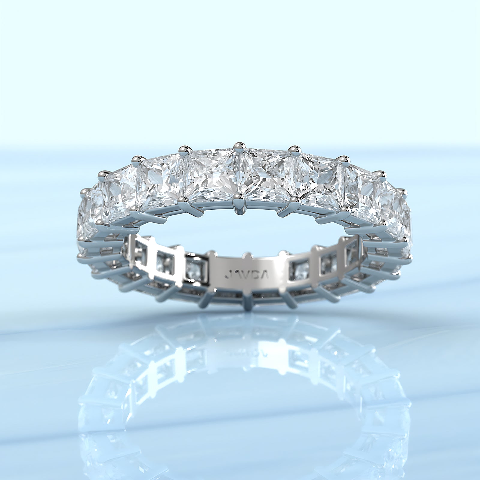 Shared Prong Women's Wedding Band Princess Cut Lab Diamond 3.5 mm 4.95ctw.