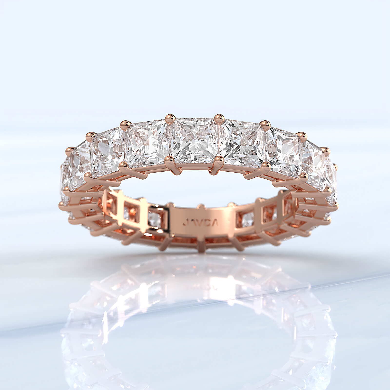 Princess Lab Diamond Shared Prong Women's Wedding Band 3.75 mm 5.6ctw.