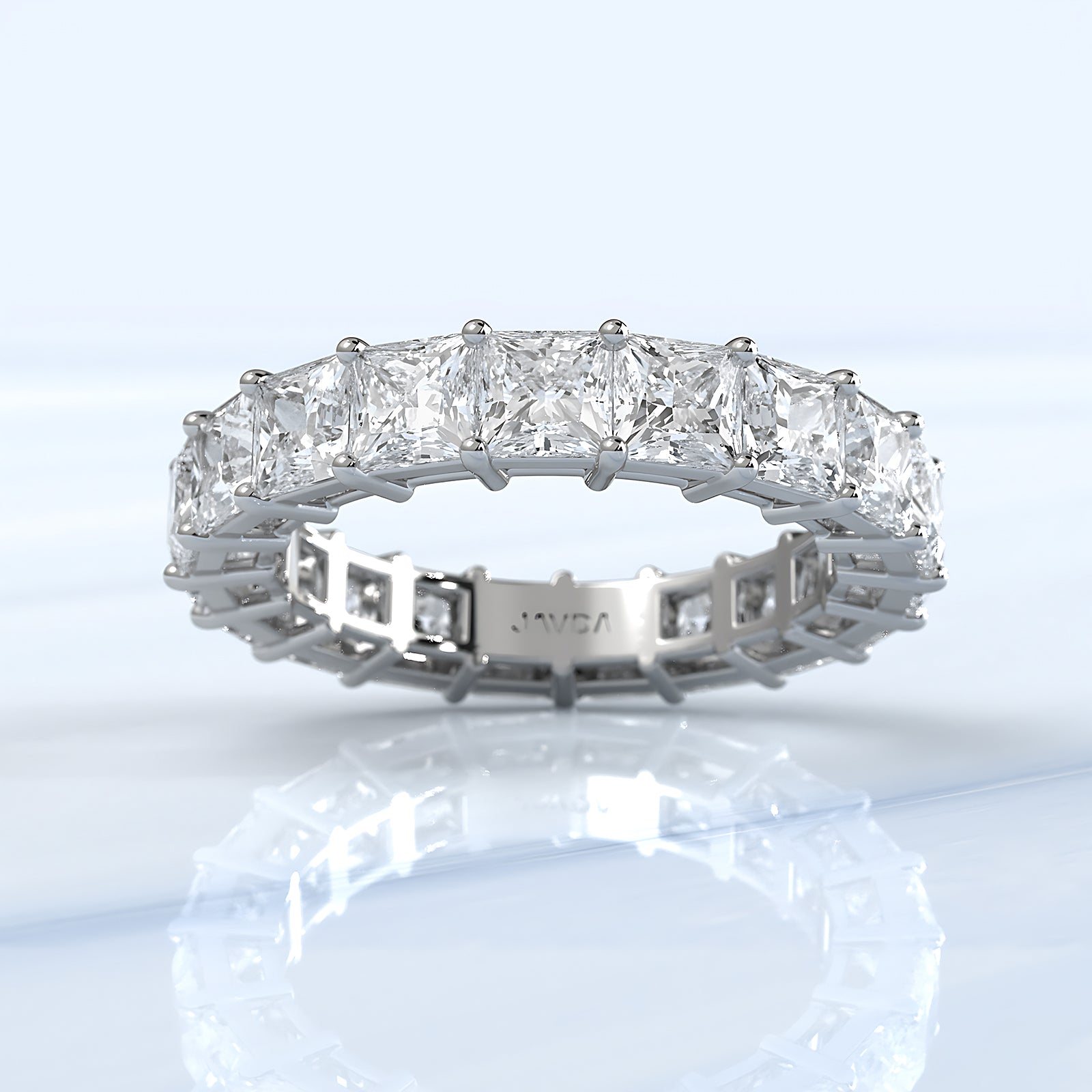 Princess Lab Diamond Shared Prong Women's Wedding Band 3.75 mm 5.6ctw.