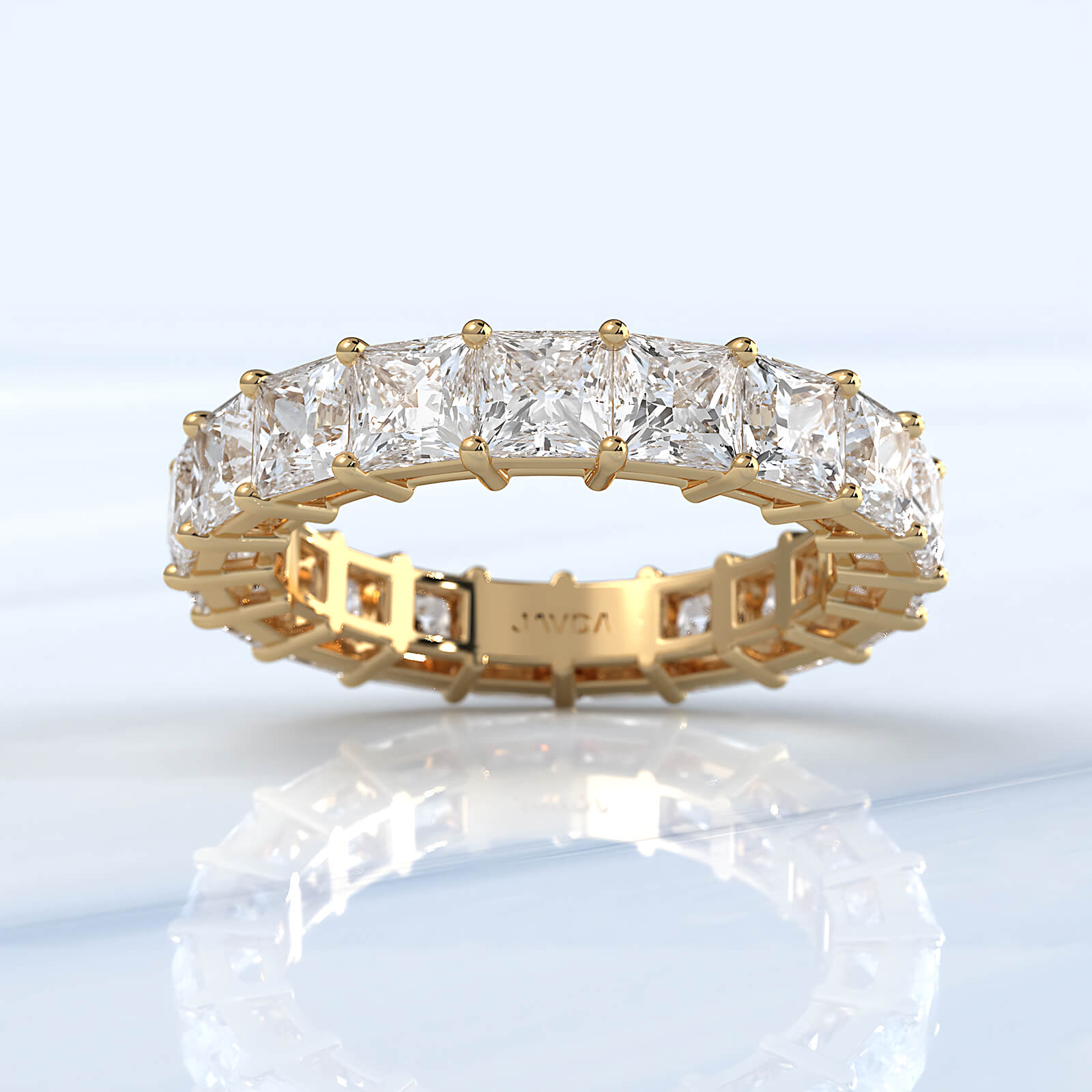 Princess Lab Diamond Shared Prong Women's Wedding Band 3.75 mm 5.6ctw.