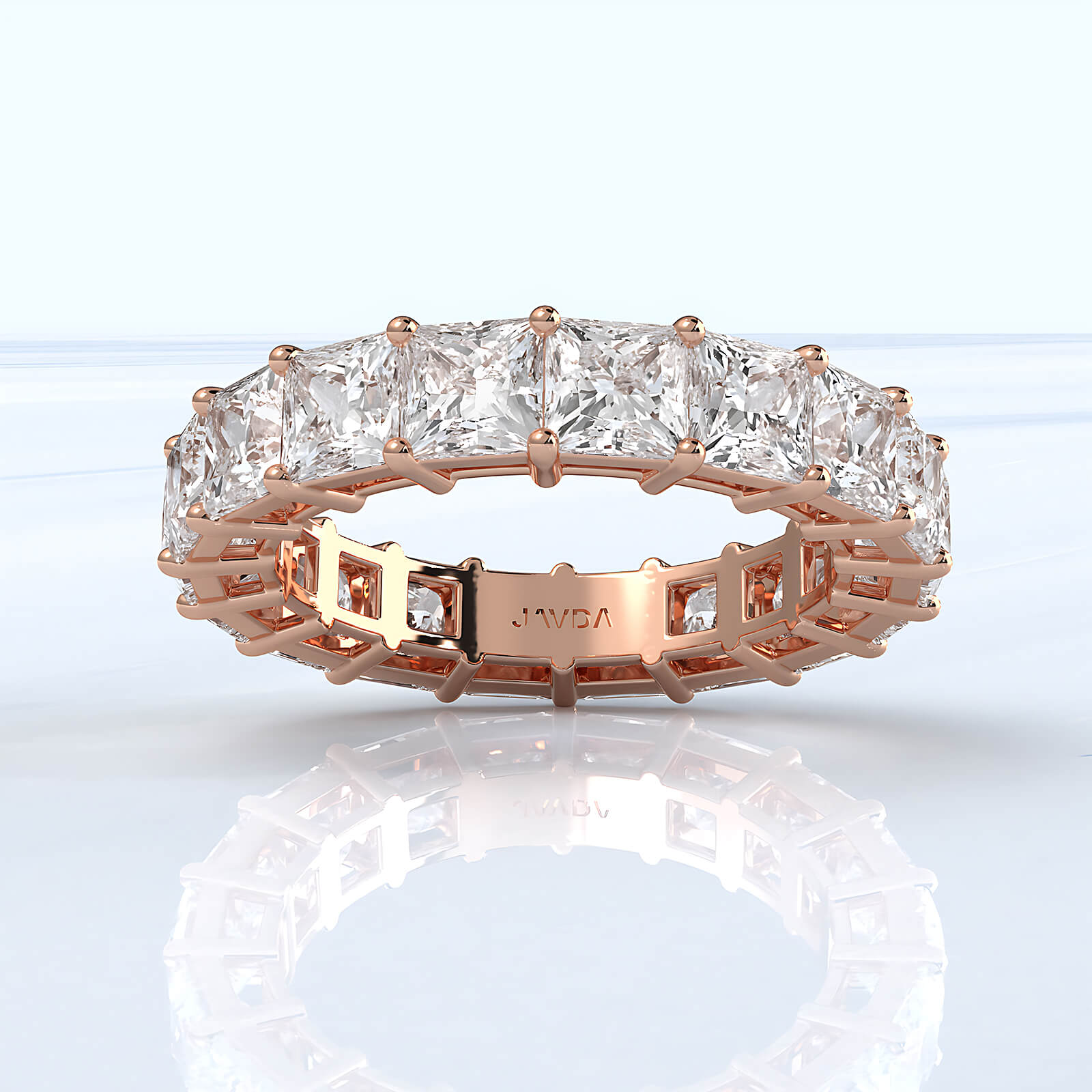 Princess Lab Diamond Women's Shared Prong Wedding Band 4 mm 6.5ctw.