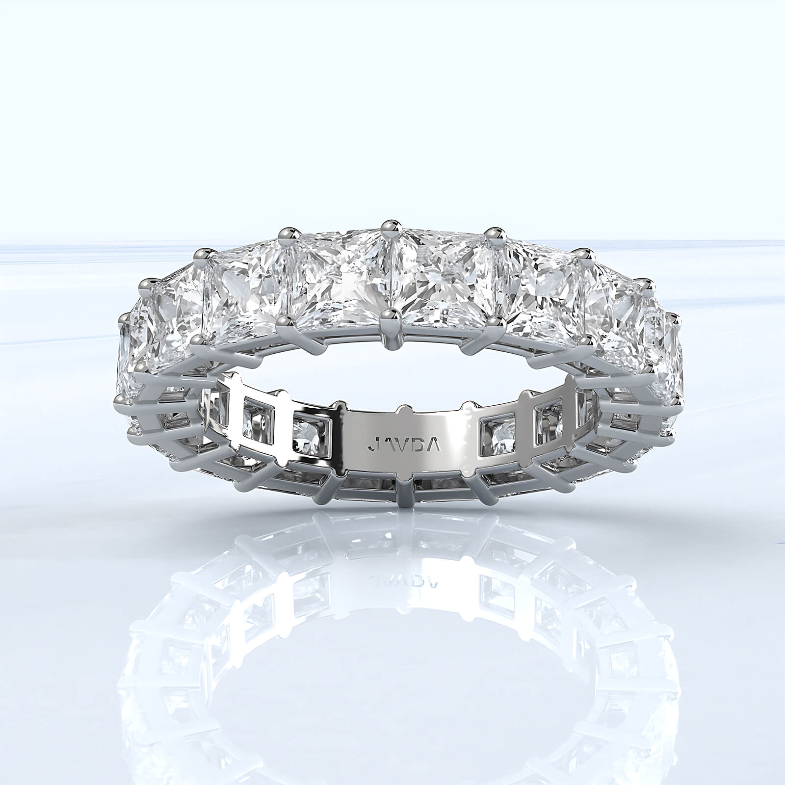 Princess Lab Diamond Women's Shared Prong Wedding Band 4 mm 6.5ctw.