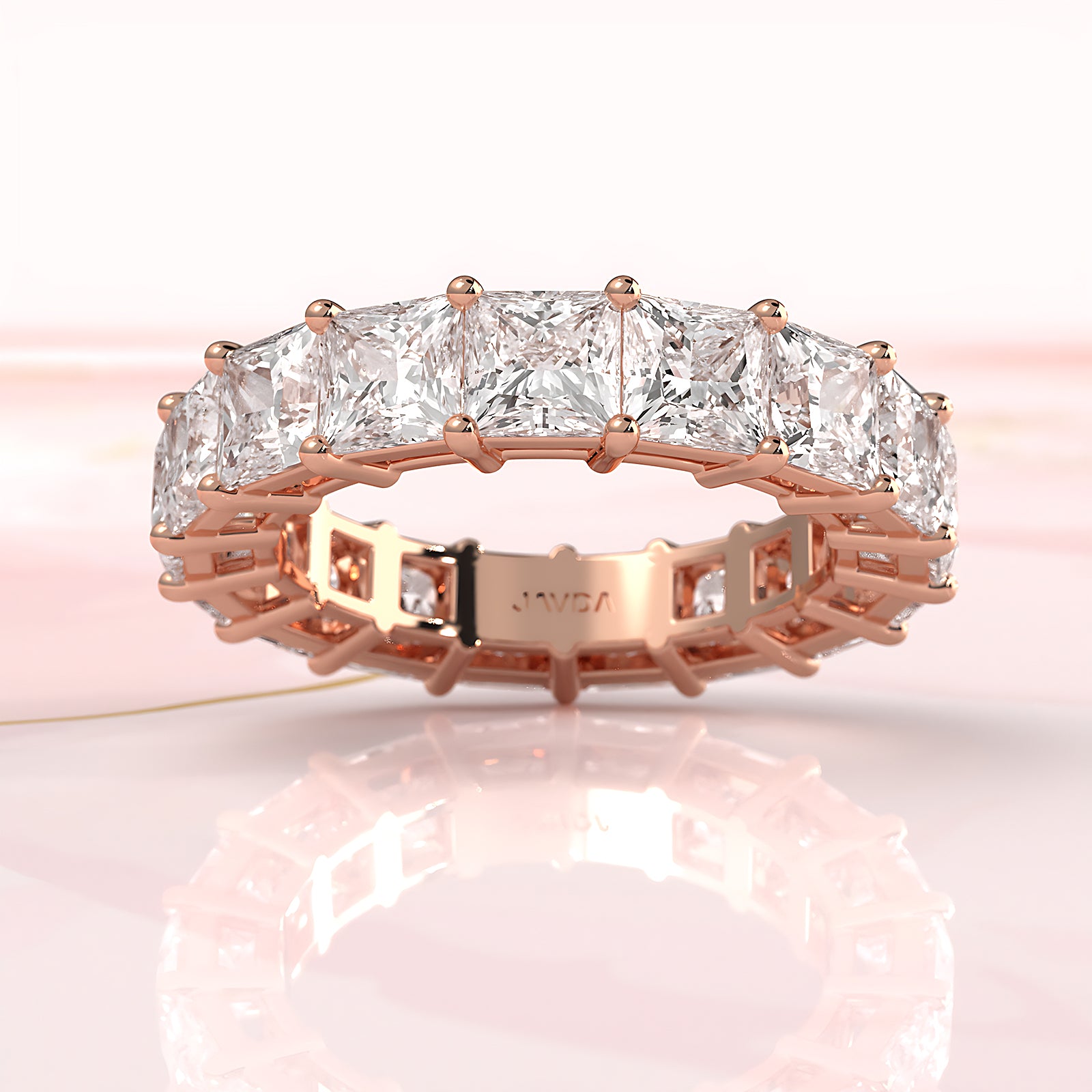 Eternity Princess Lab Diamond Prong Set Women's Wedding Band 4.25 mm 7.4ctw.