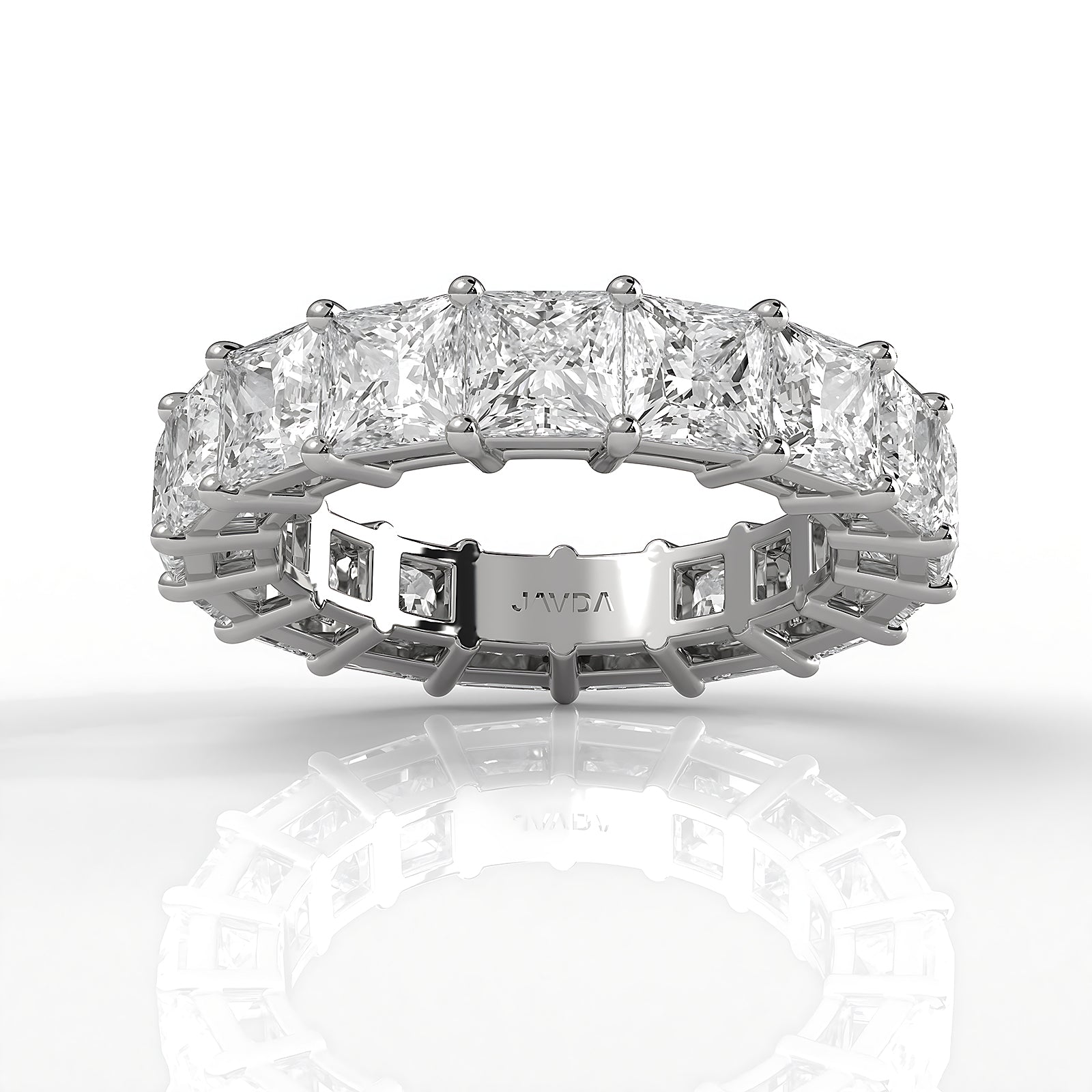 Eternity Princess Lab Diamond Prong Set Women's Wedding Band 4.25 mm 7.4ctw.