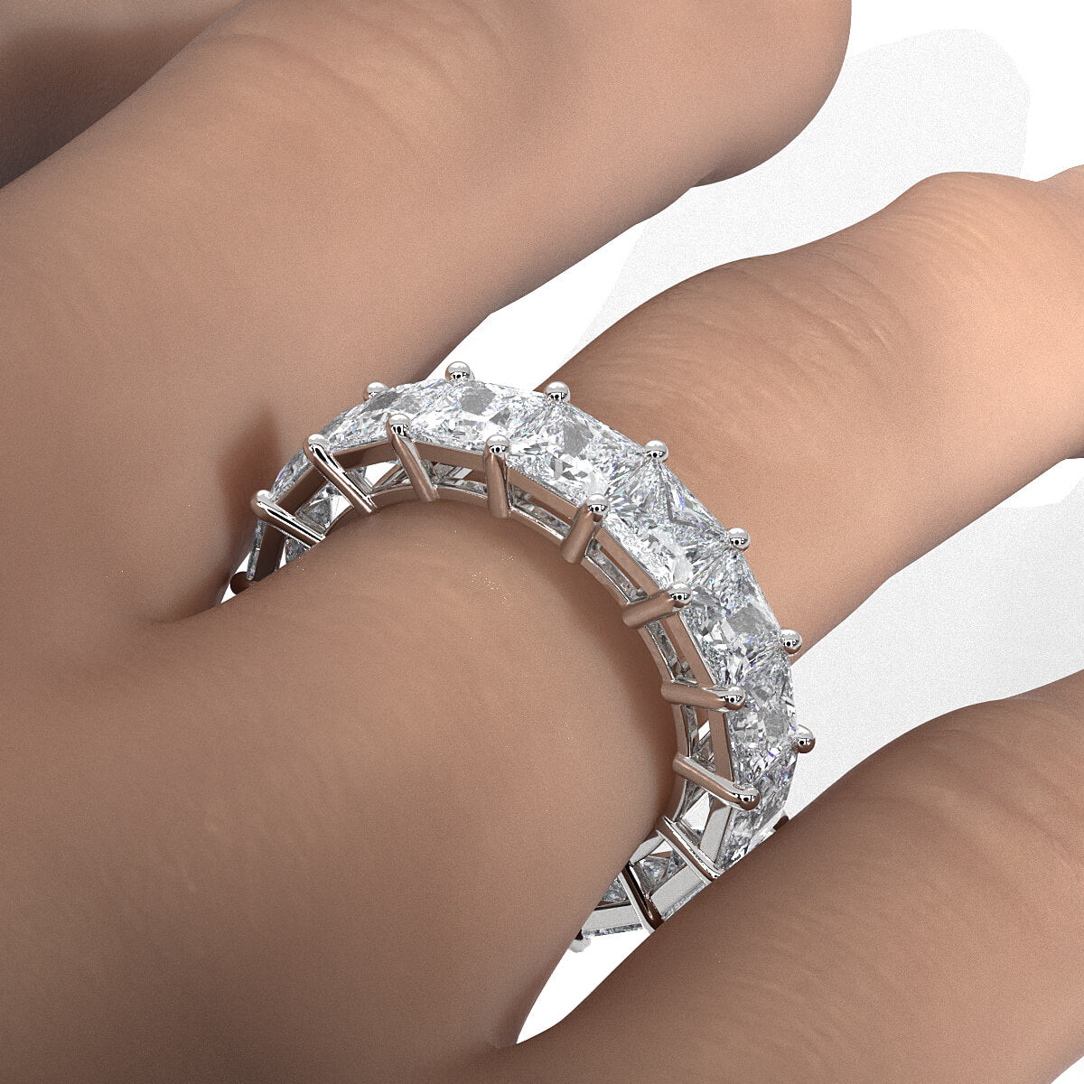 Lab Diamond Women's Shared Prong Princess Wedding Band 4.5 mm 8.8ctw.