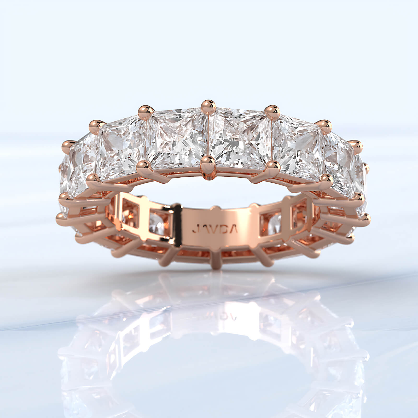 Lab Diamond Women's Shared Prong Princess Wedding Band 4.5 mm 8.8ctw.