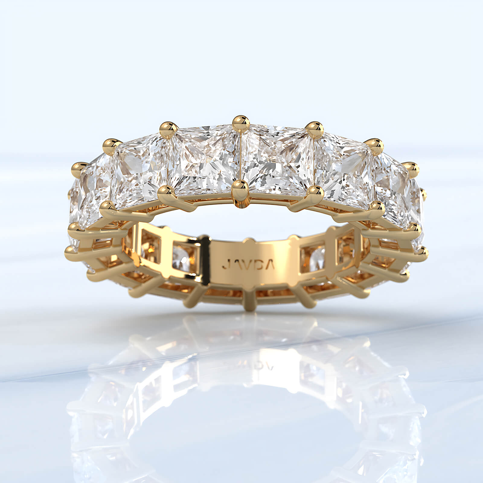 Lab Diamond Women's Shared Prong Princess Wedding Band 4.5 mm 8.8ctw.