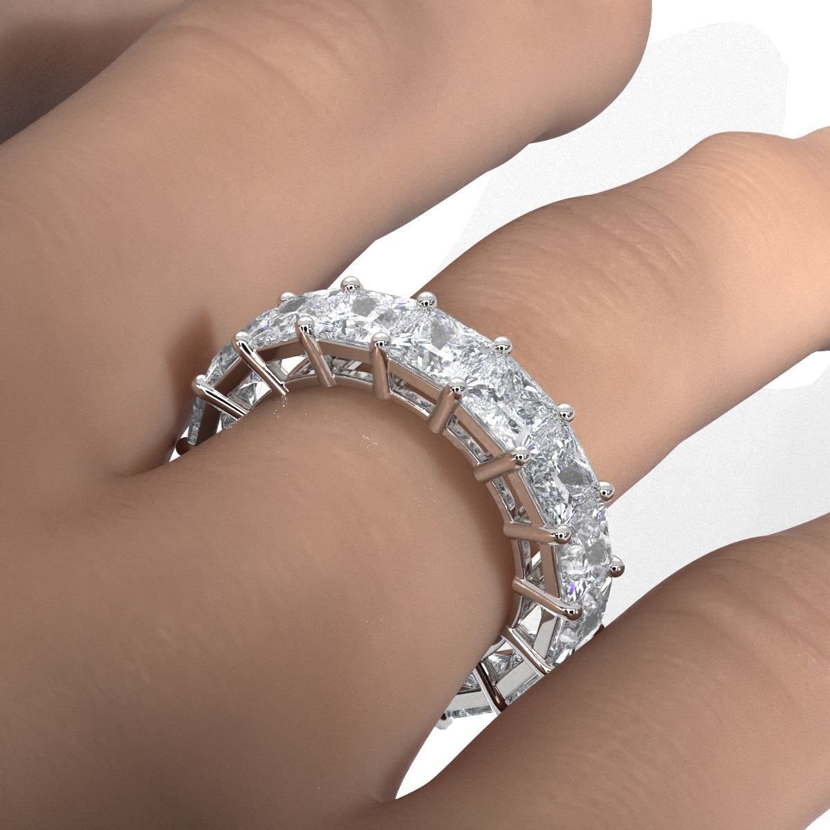 Women's Shared Prong Lab Diamond Princess Wedding Band 4.75 mm 9.6ctw.